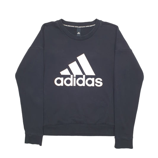 Womens Black Adidas Spellout Crewneck Jumper