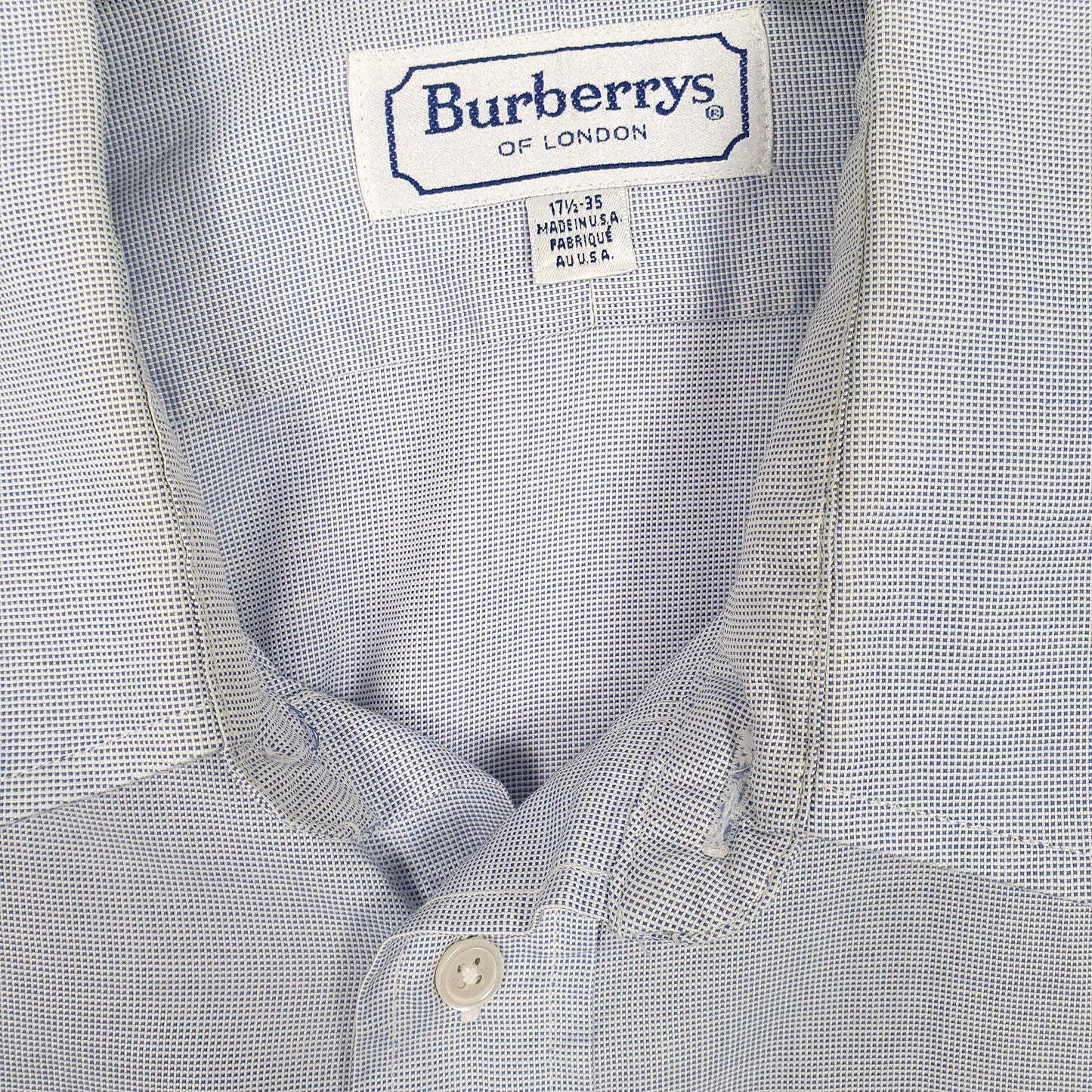 Mens Blue Burberry London Made In USA Long Sleeve Shirt
