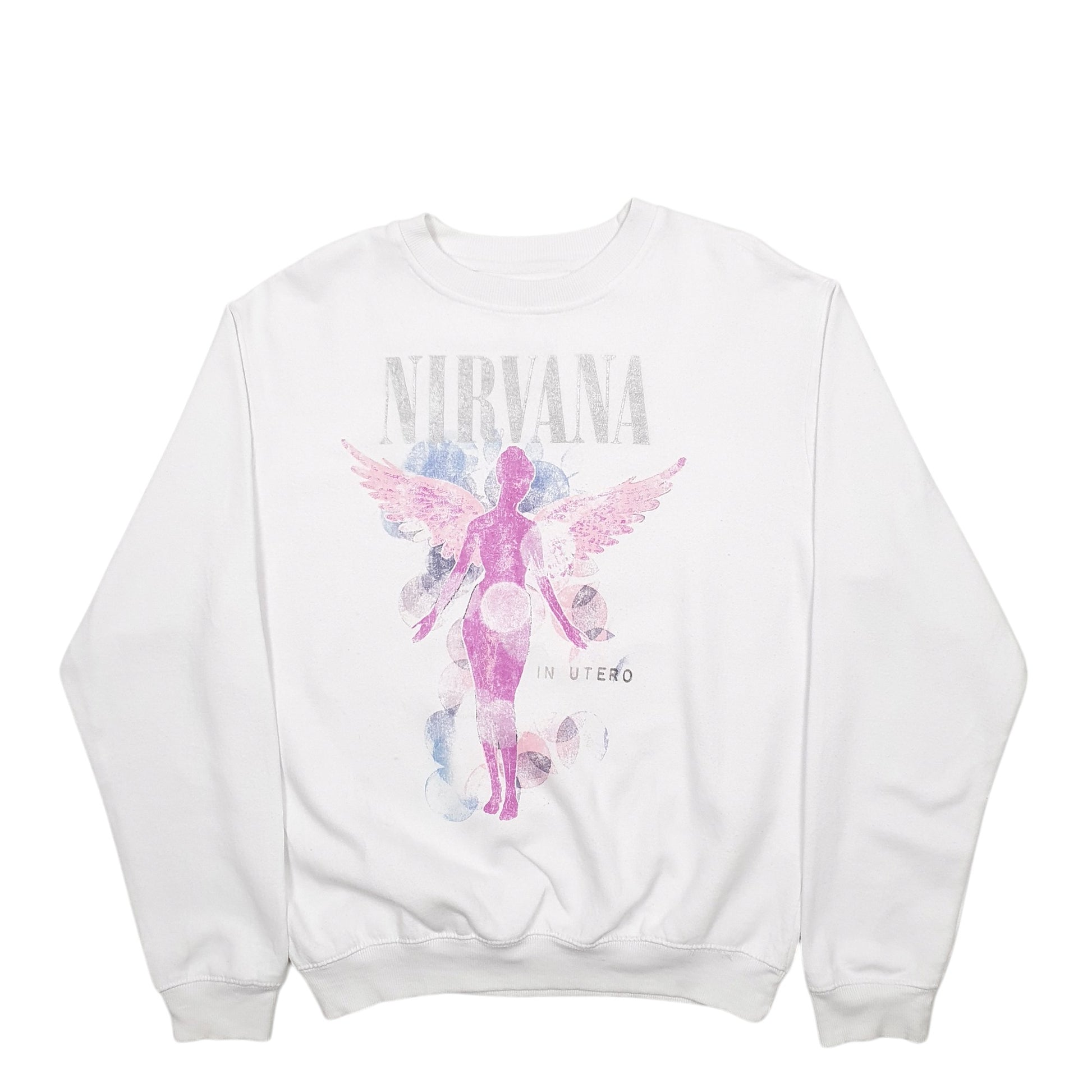 Mens White Nirvana Grunge Crewneck Jumper