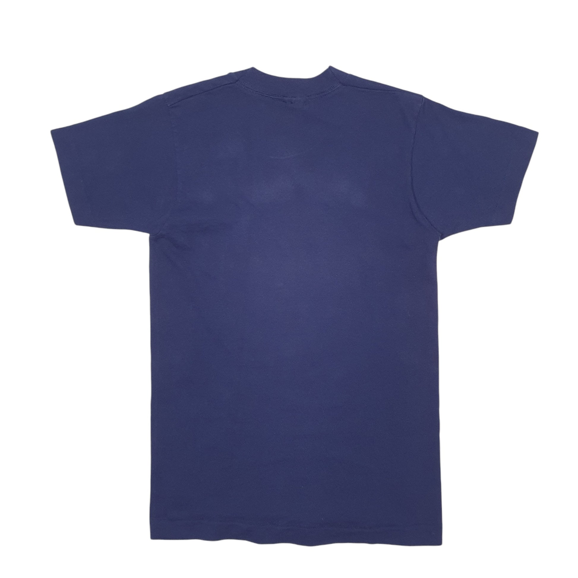 Womens Navy Fruit Of The Loom Single Stitch Vintage 90s Made In USA United States Of America Short Sleeve T Shirt