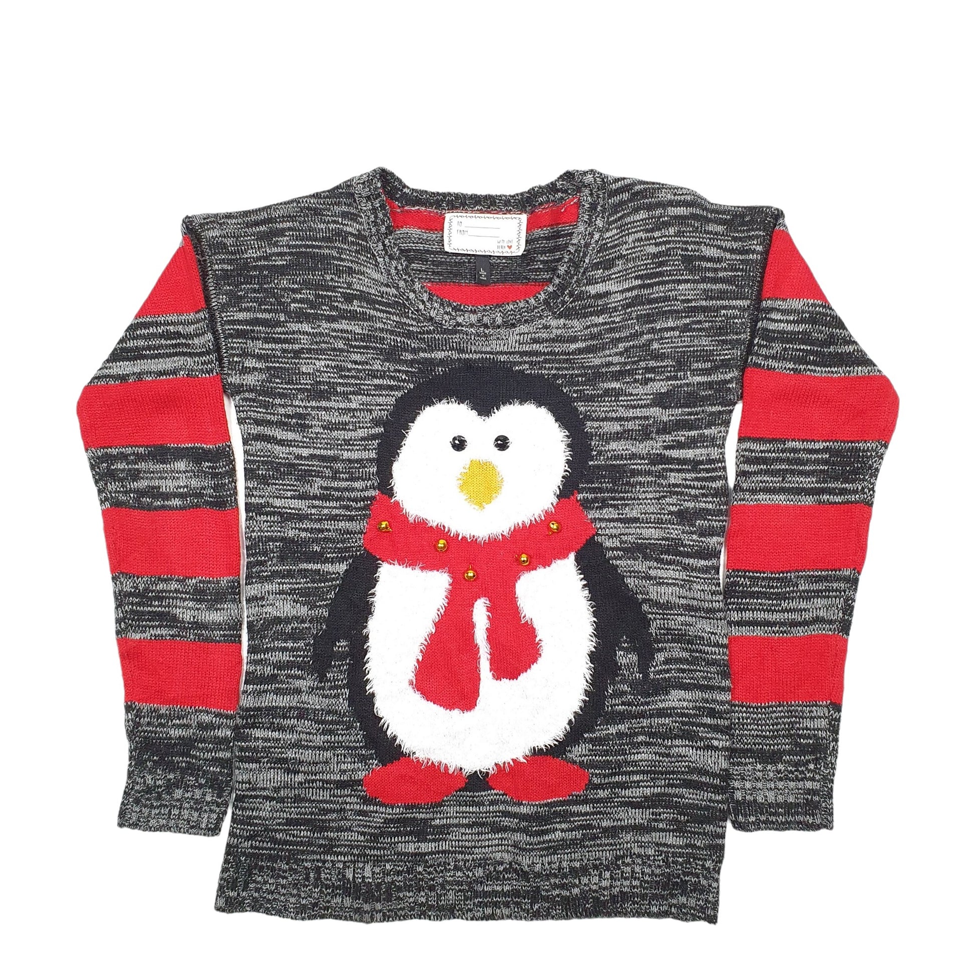 Womens Grey Unbranded Knit Christmas Penguin Crewneck Jumper