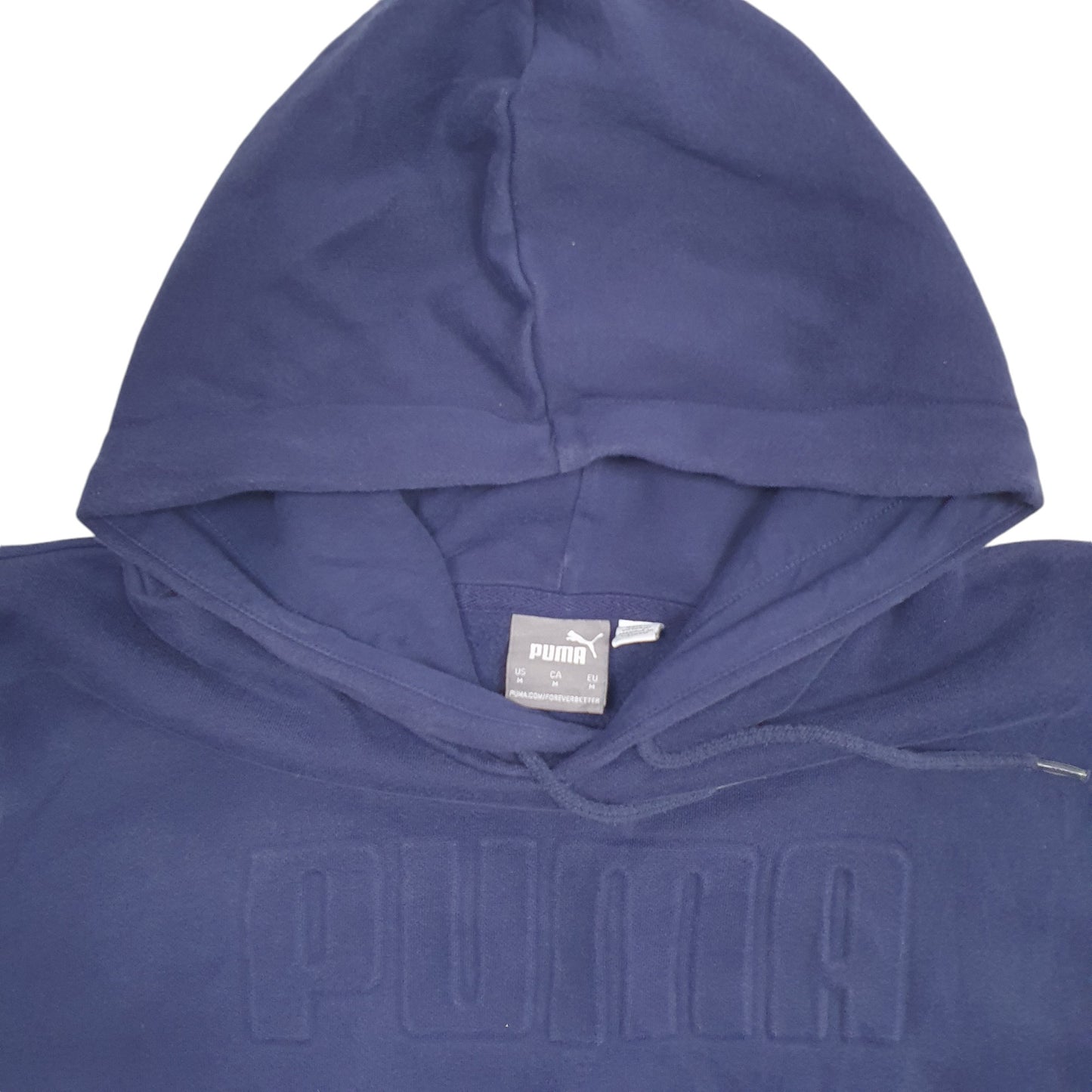 Mens Navy Puma Spellout Hoodie Jumper