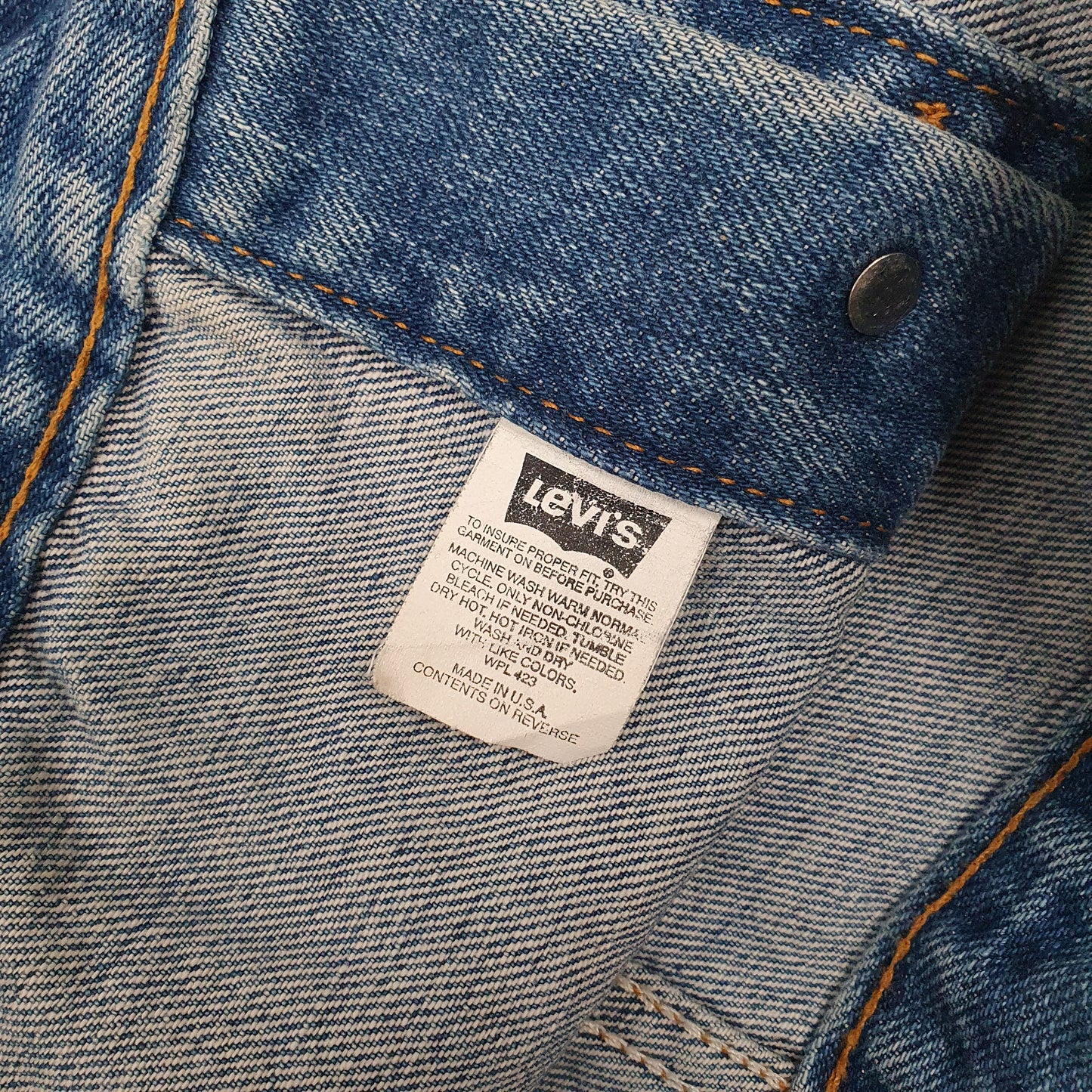 Mens Blue Levis Vintage 90s Made In USA Vest Gilet  Coat