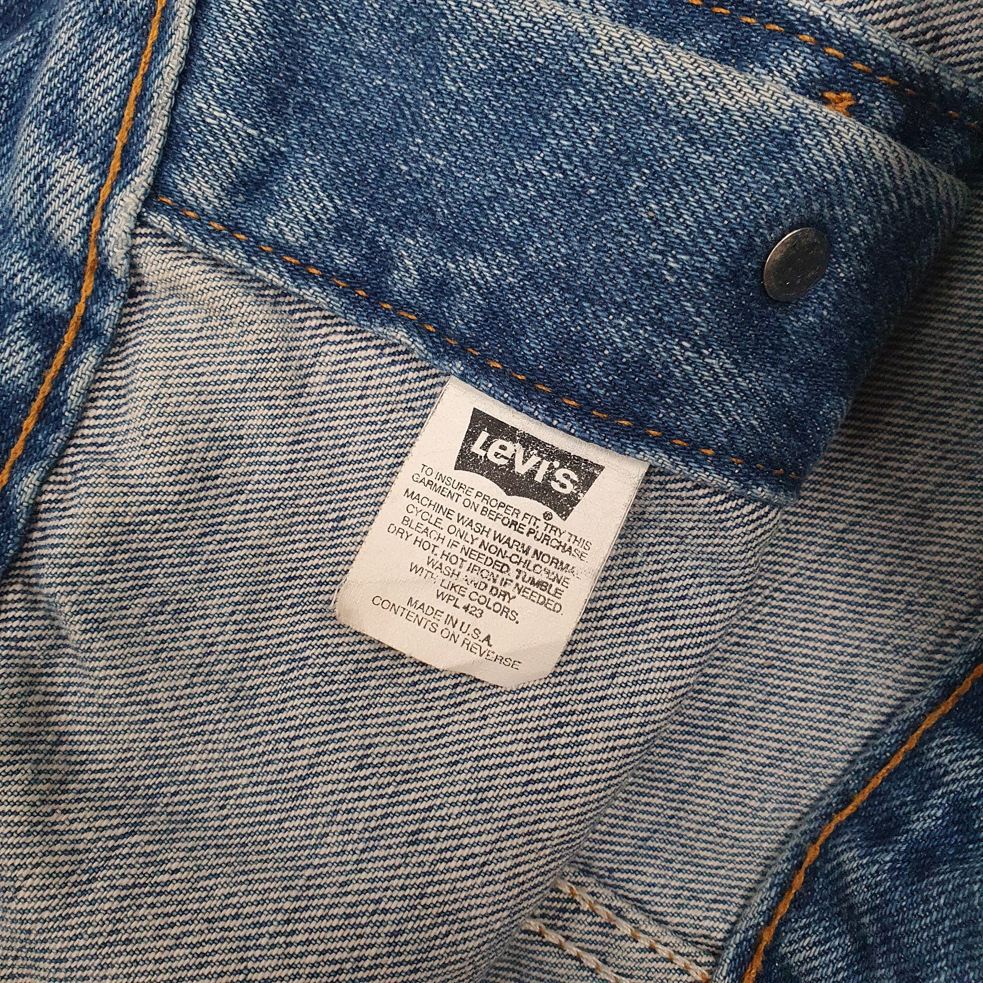 Mens Blue Levis Vintage 90s Made In USA Vest Gilet  Coat