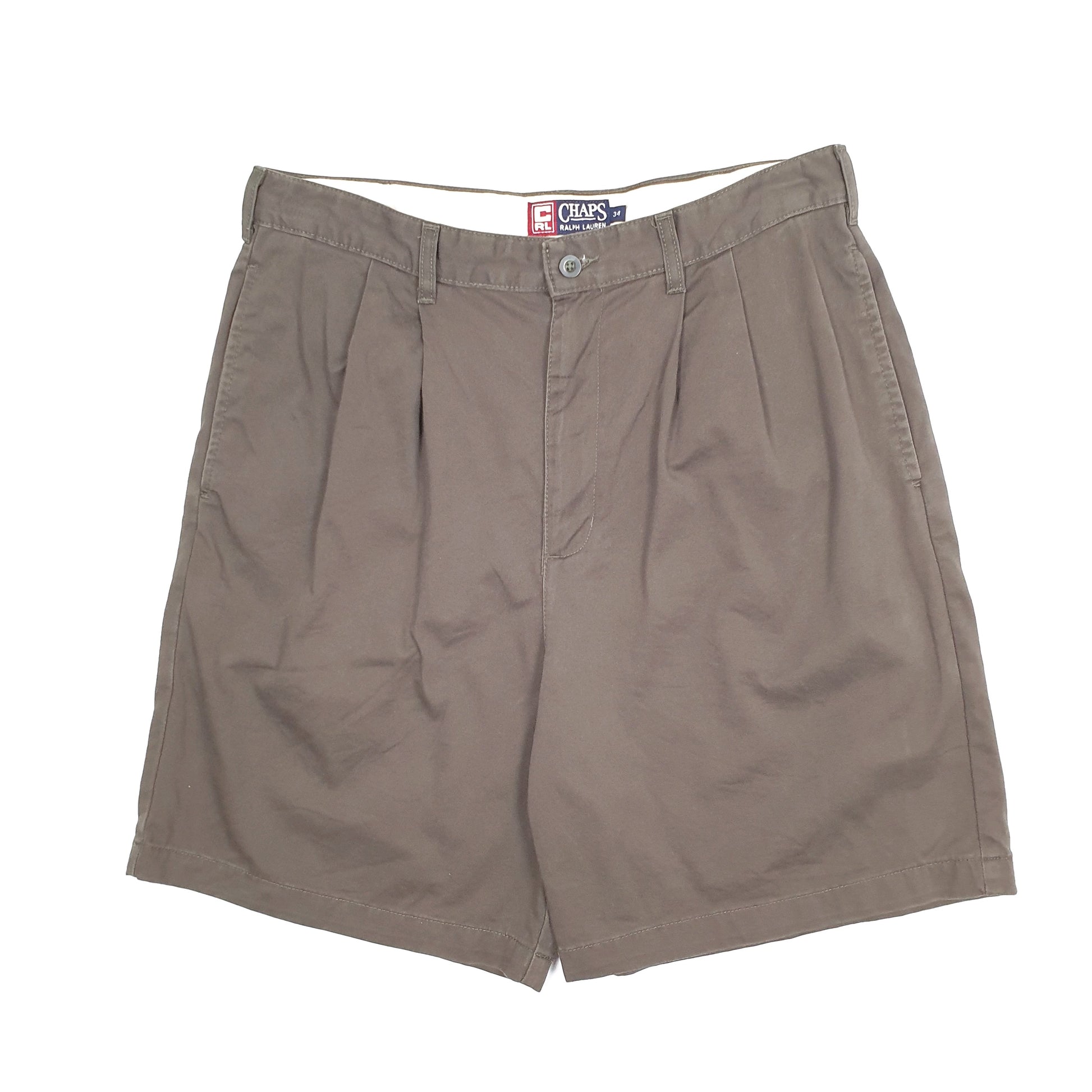 Mens Green Ralph Lauren Chaps Vintage 1990s Double Pleated Chino Shorts