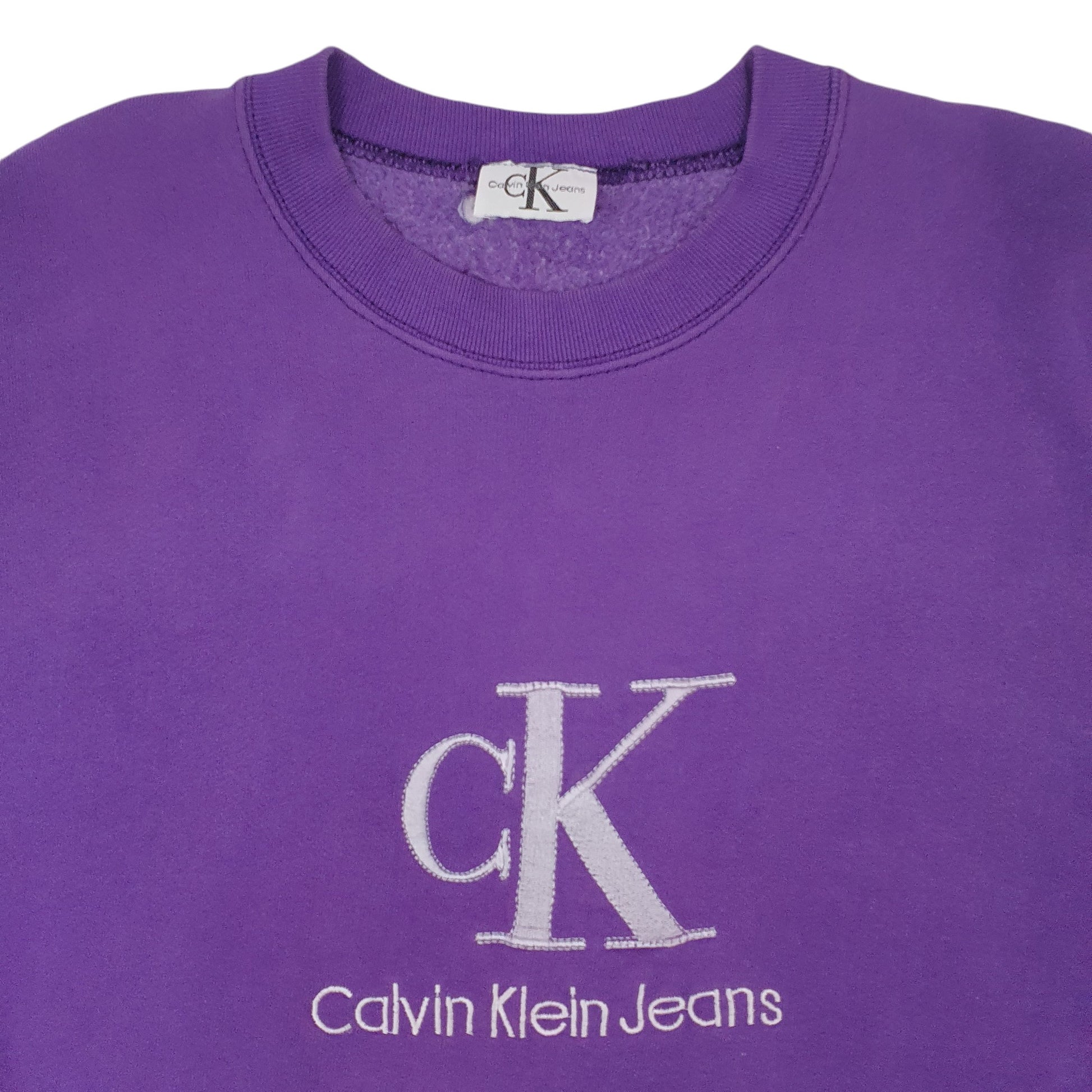 Mens Purple Calvin Klein Made In USA Vintage 1990s Crewneck Jumper