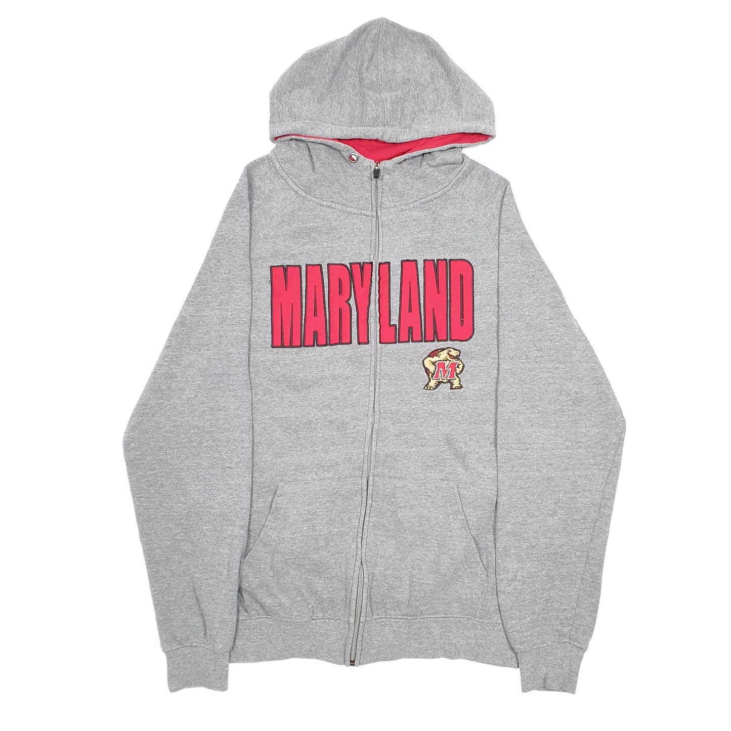Mens Grey Campus Heritage Hoodie Maryland Terrapins American Football Full Zip Jumper