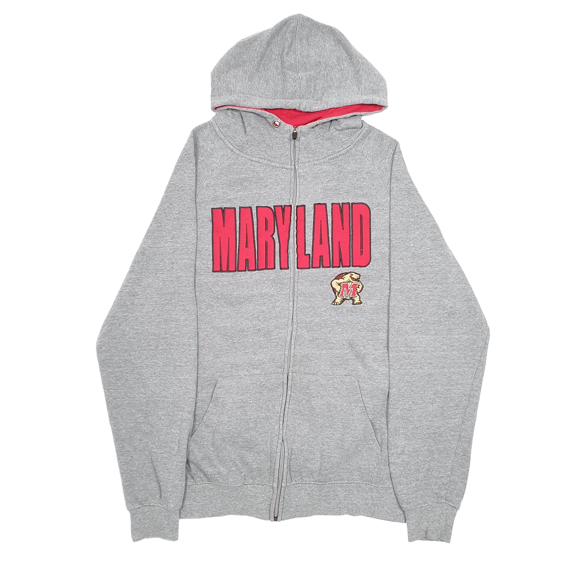 Mens Grey Campus Heritage Hoodie Maryland Terrapins American Football Full Zip Jumper