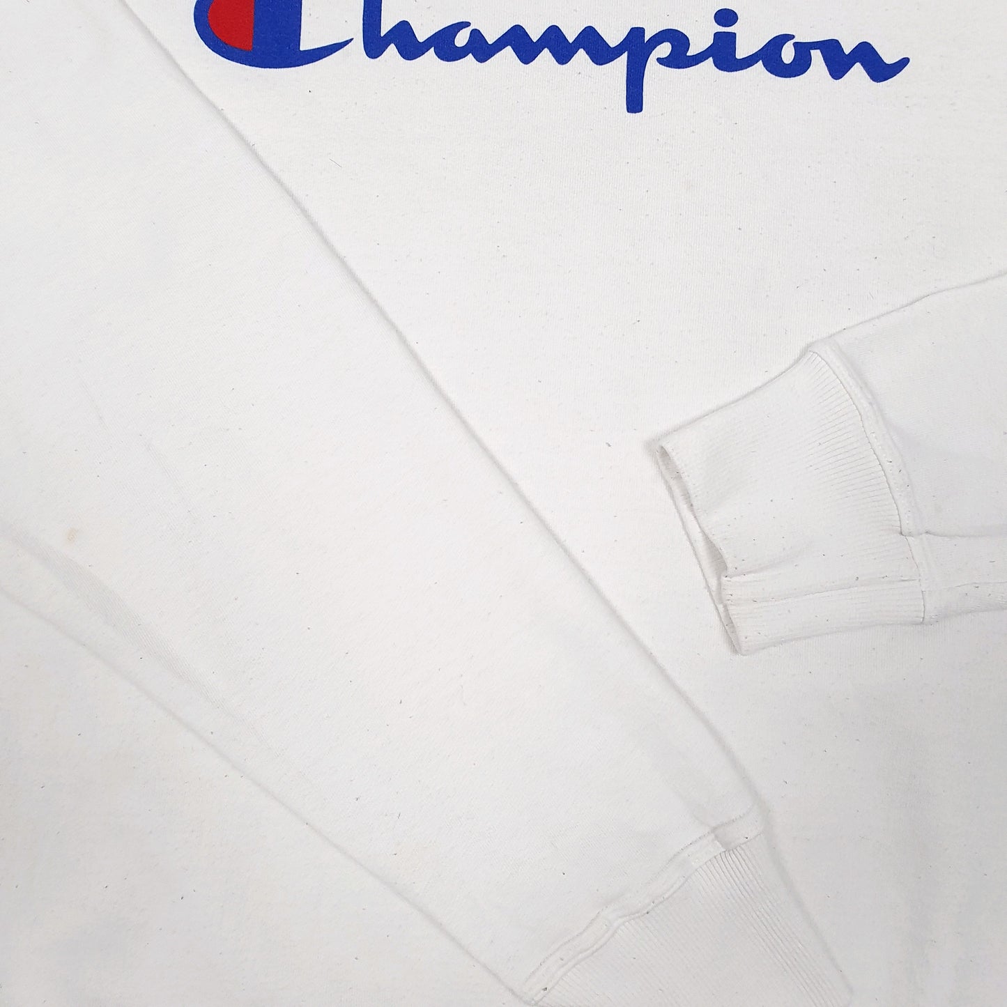 Mens White Champion Script Crewneck Jumper