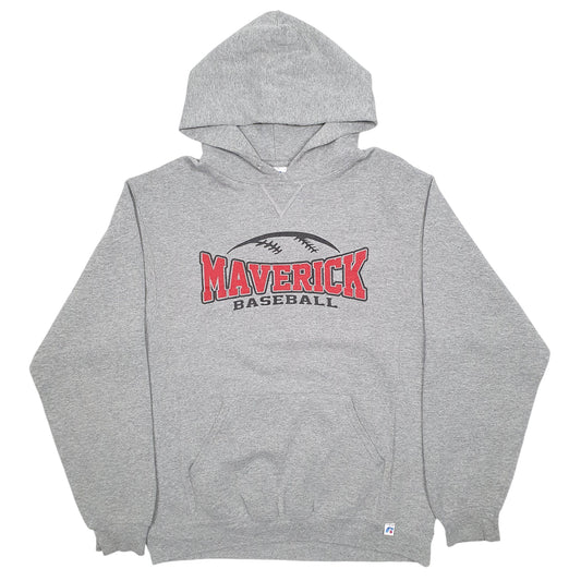 Mens Grey Russell Athletic Maverick Baseball Spellout Hoodie Jumper