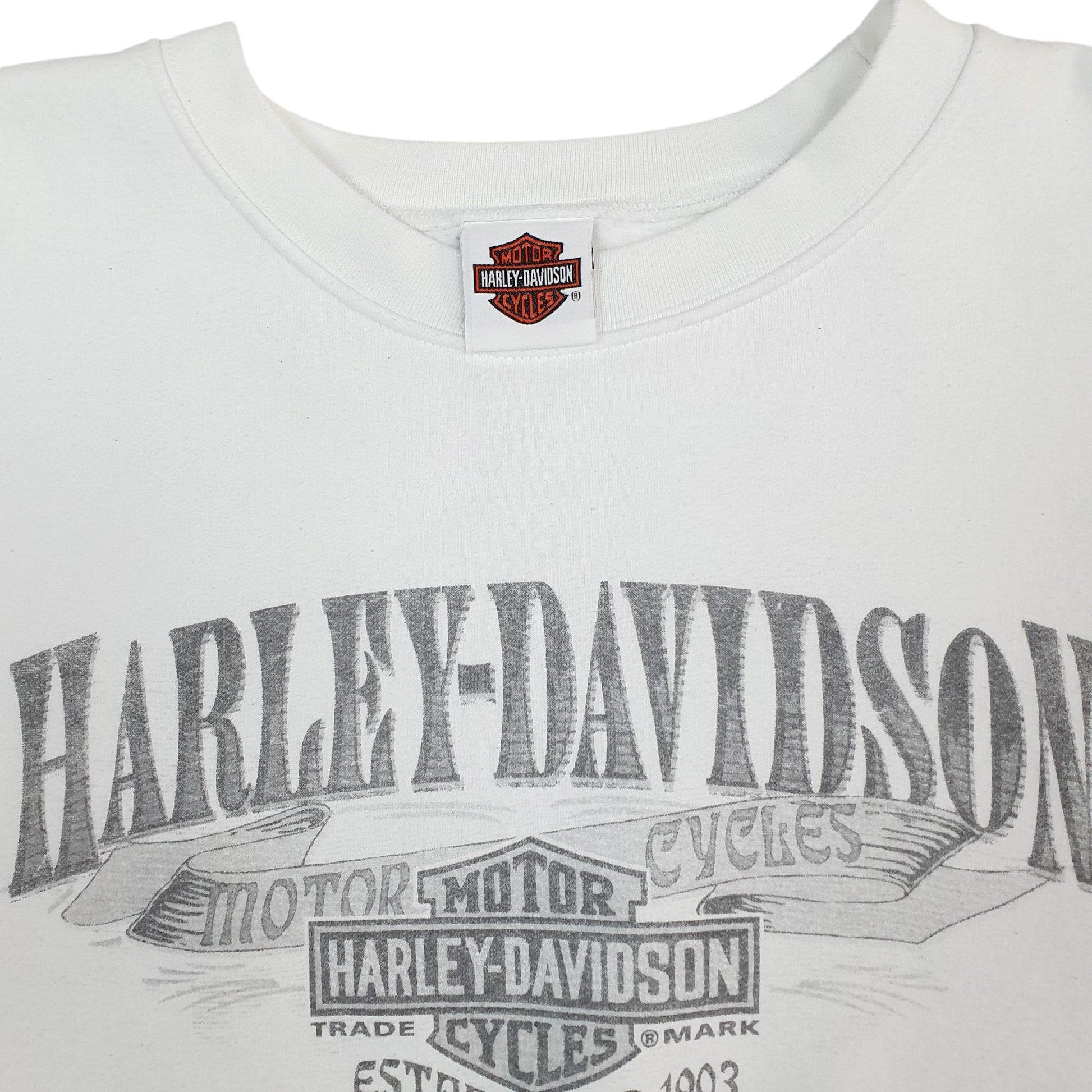 Mens White Harley Davidson Motorcycles Kenosha WI Made in USA Crewneck Jumper