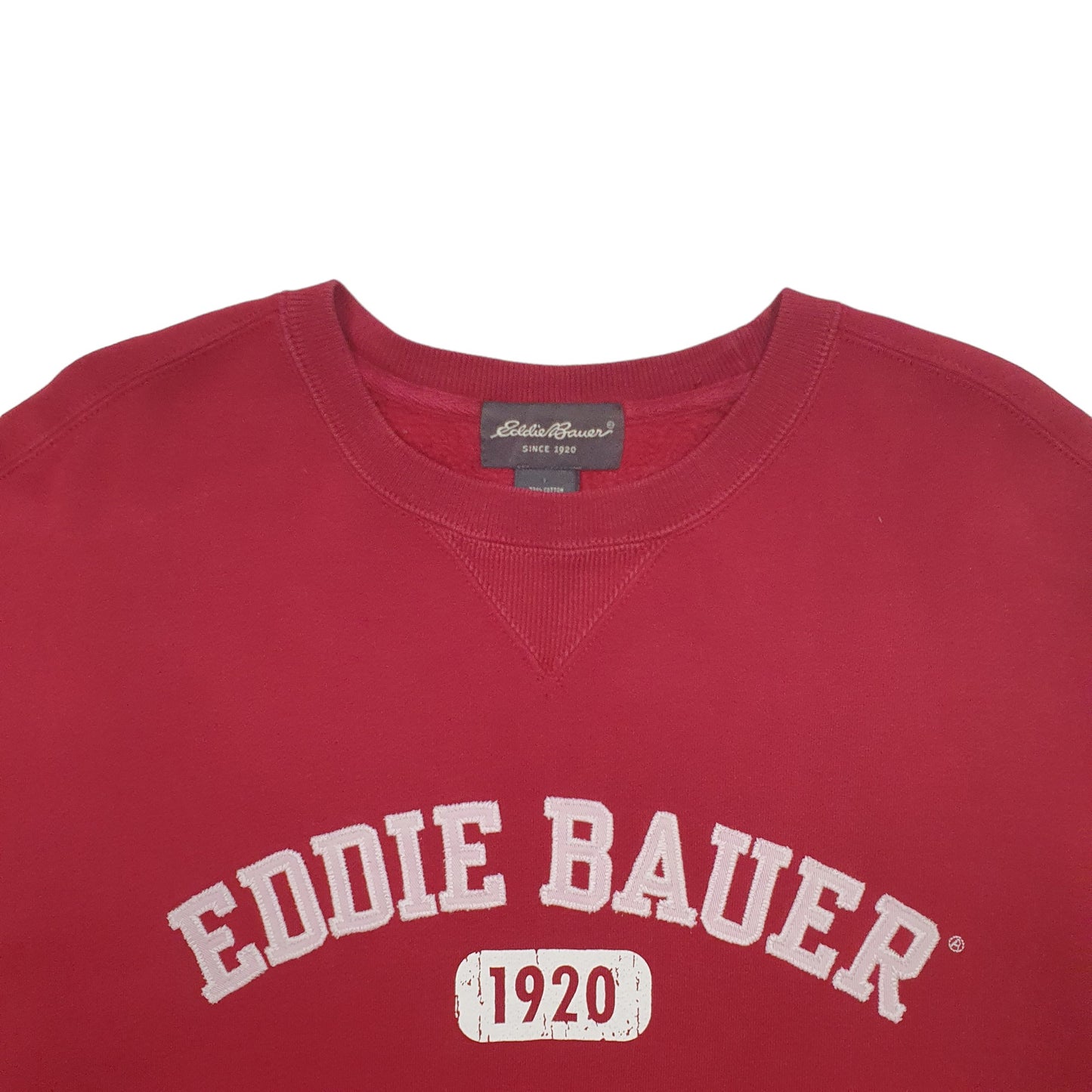 Mens Red Eddie Bauer Spellout Crewneck Jumper