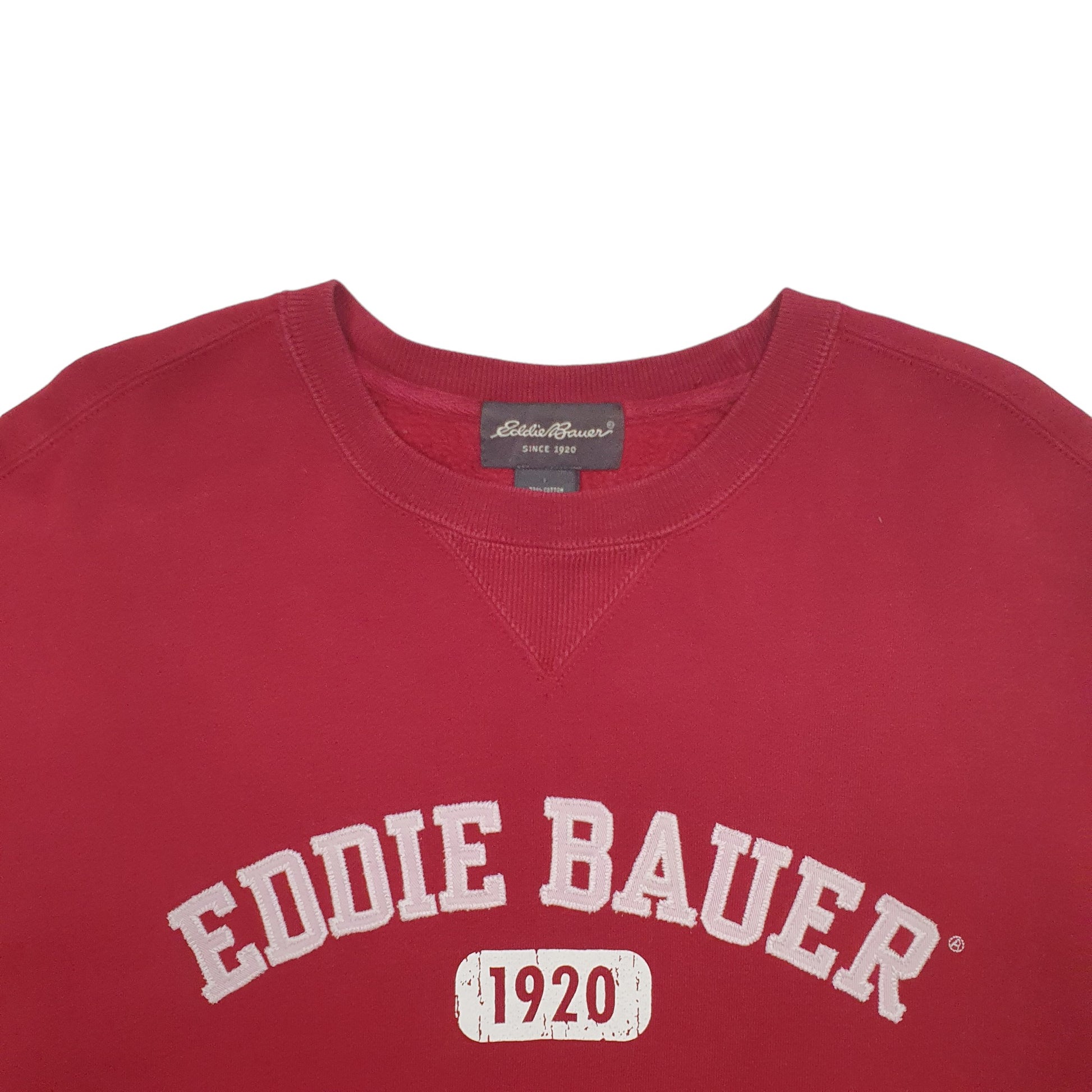 Mens Red Eddie Bauer Spellout Crewneck Jumper