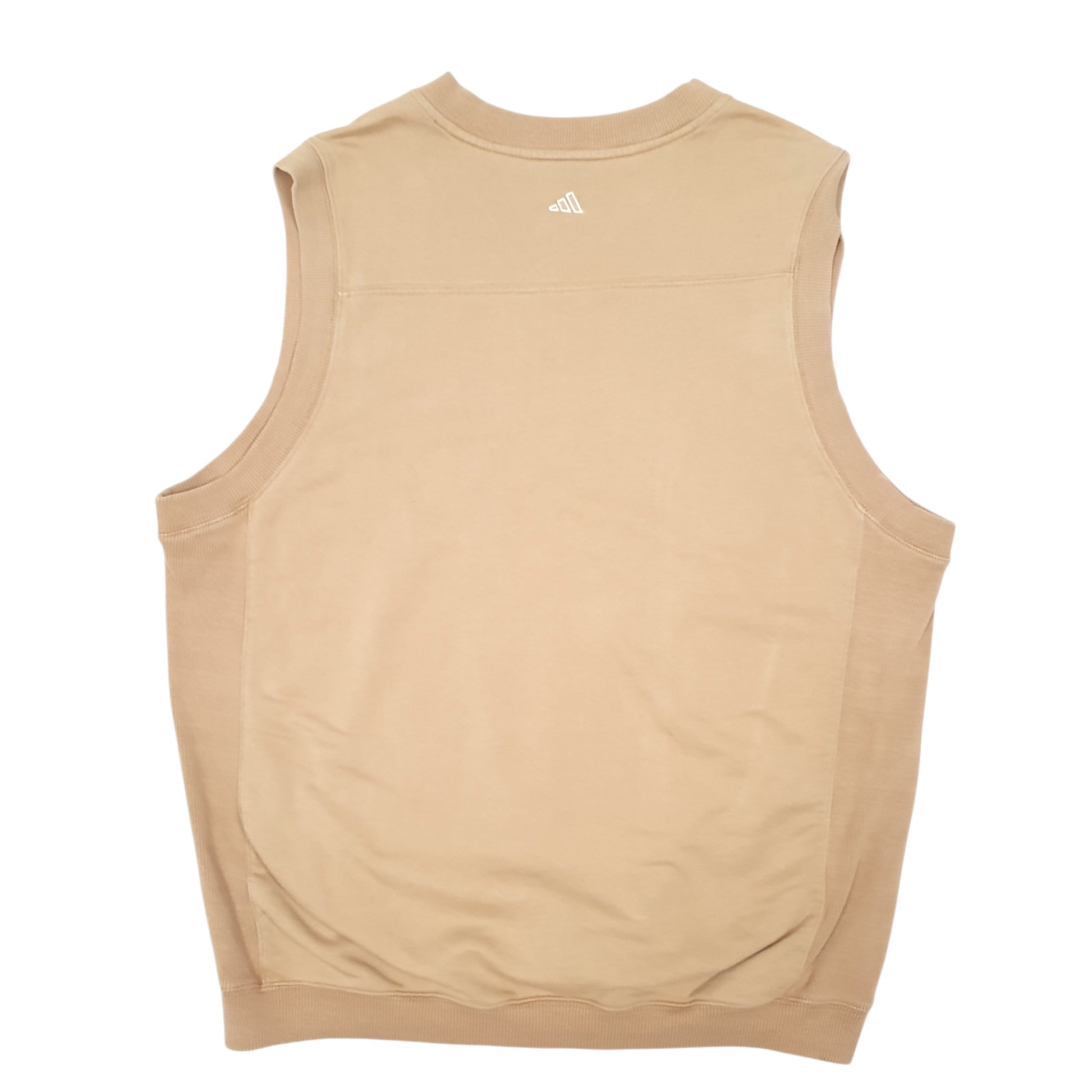 Mens Tan Adidas Golf Sweater Vest Tank Top Sleeveless Vintage V Neck Jumper