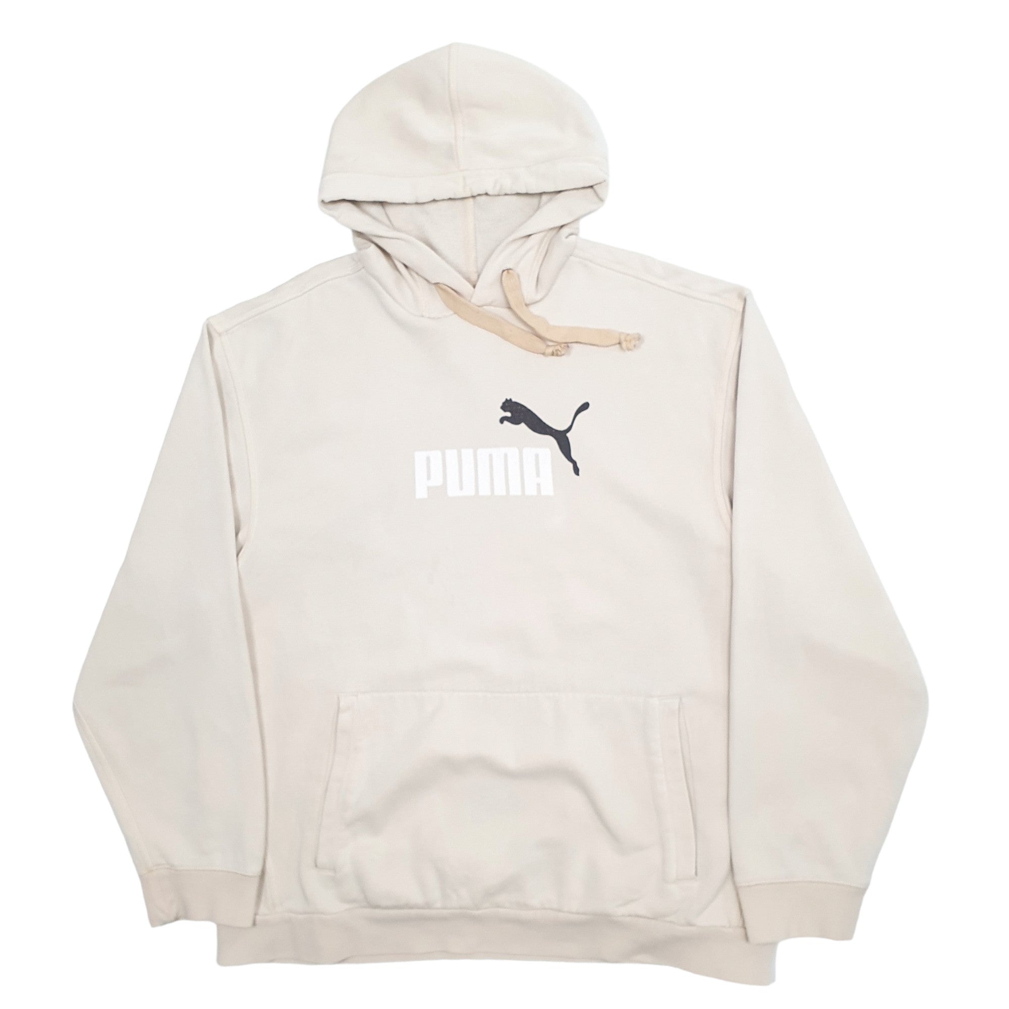 Mens Puma Beige Hoodie Spellout Jumper L – Bundl Clothing