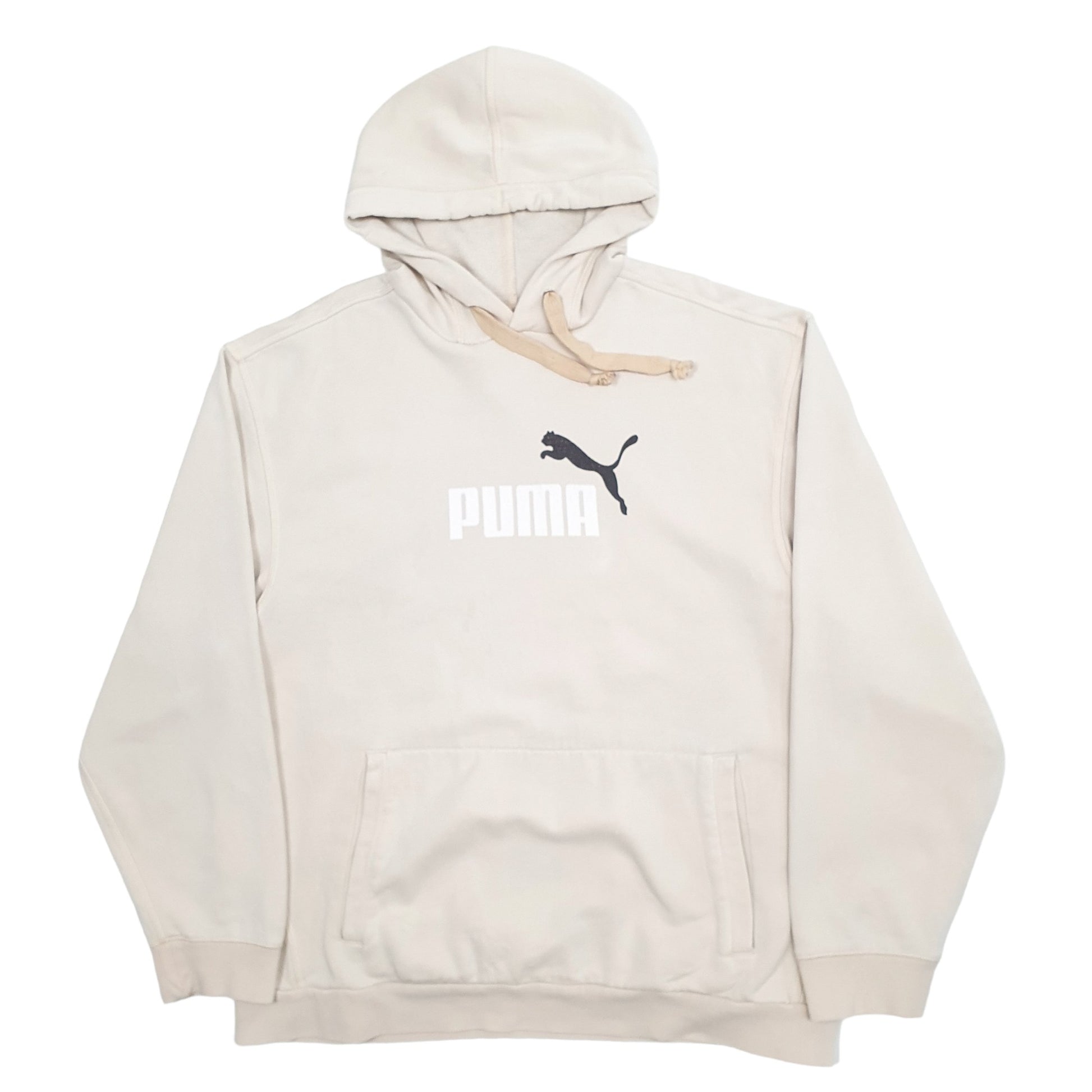 Mens Beige Puma Spellout Hoodie Jumper