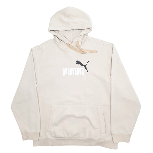 Mens Beige Puma Spellout Hoodie Jumper
