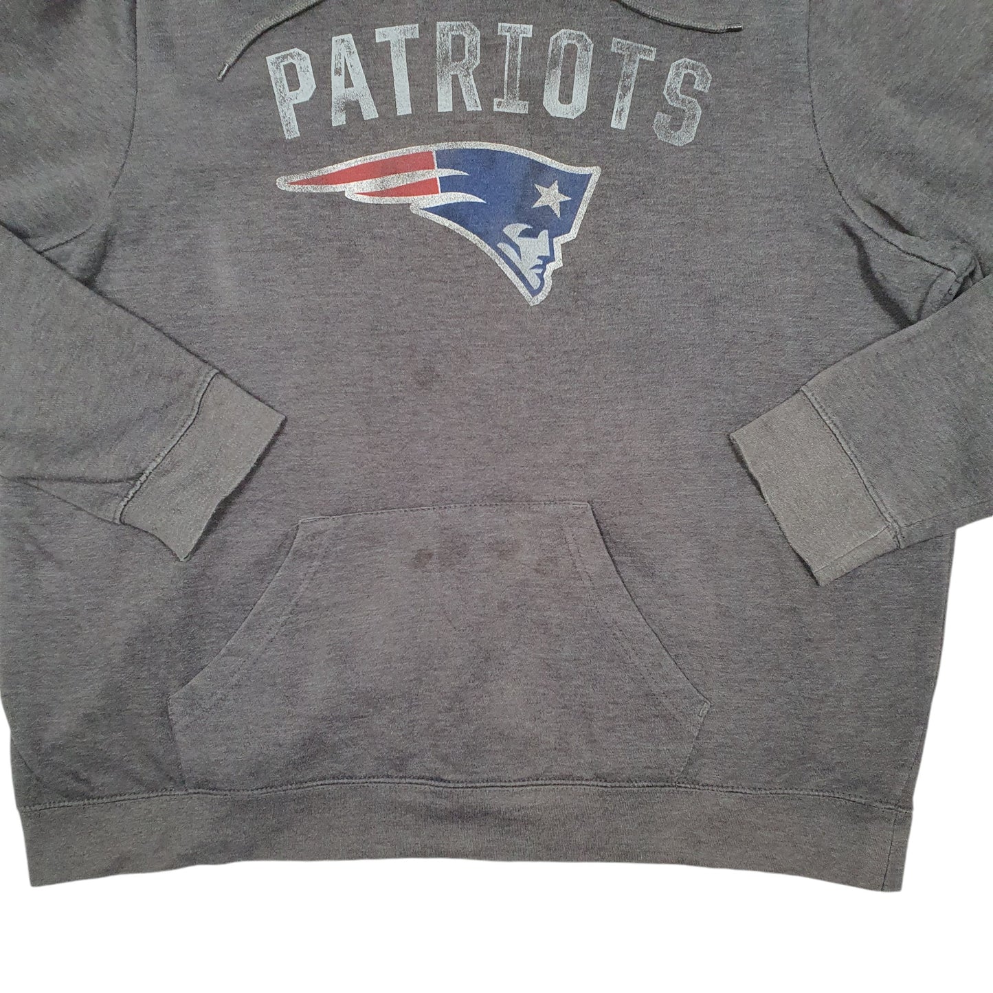 Mens Grey NFL New England Patriots American Football USA Spellout Hoodie Jumper