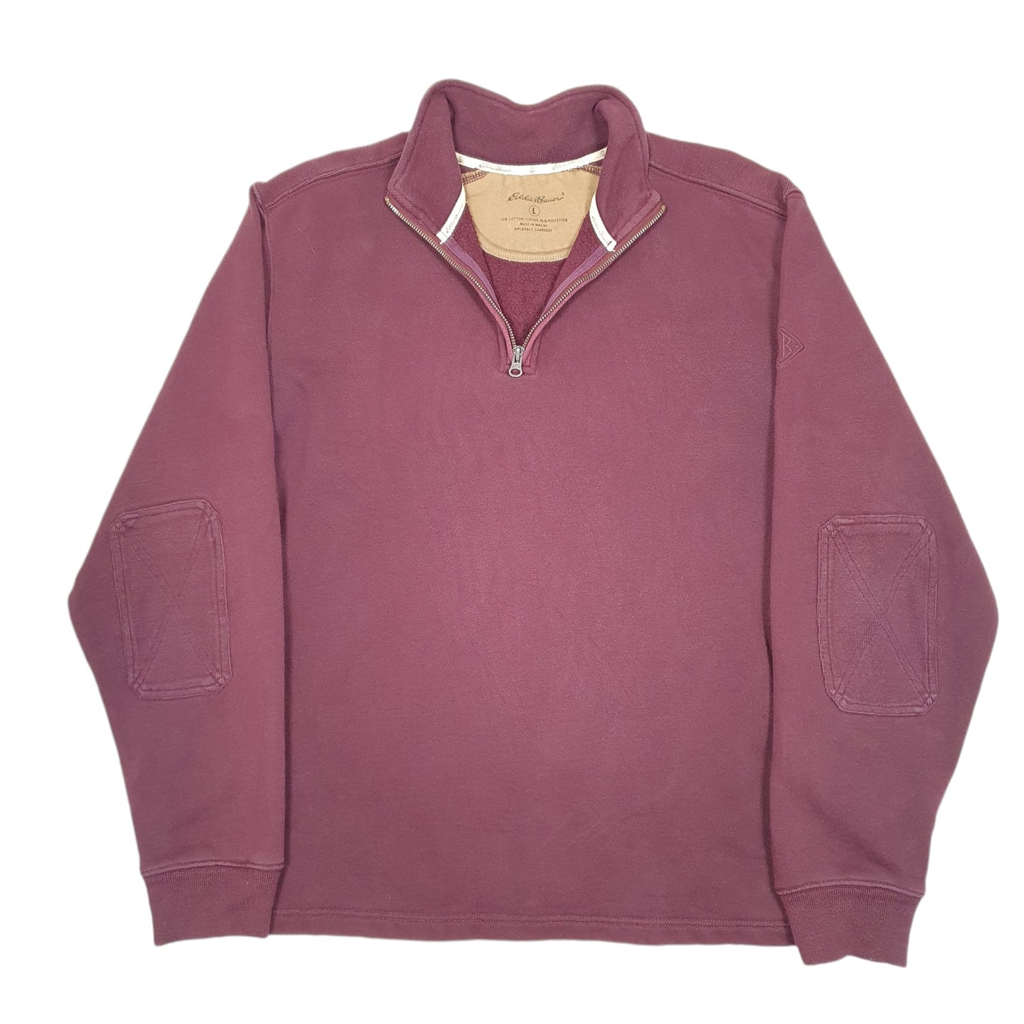 Mens Burgundy Eddie Bauer Sweater Quarter Zip Jumper