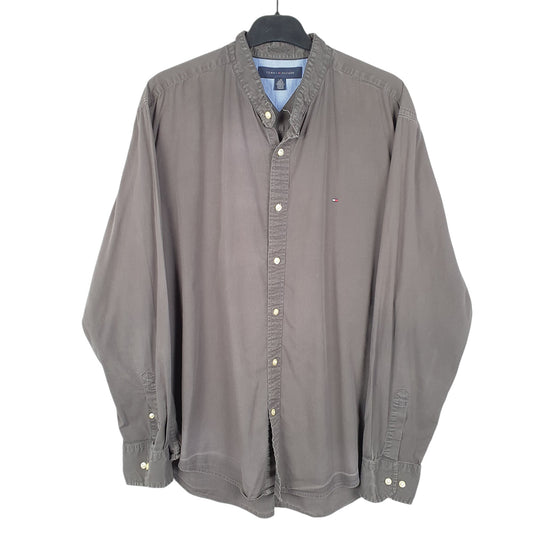 Mens Grey Tommy Hilfiger Grandad Collar Long Sleeve Shirt