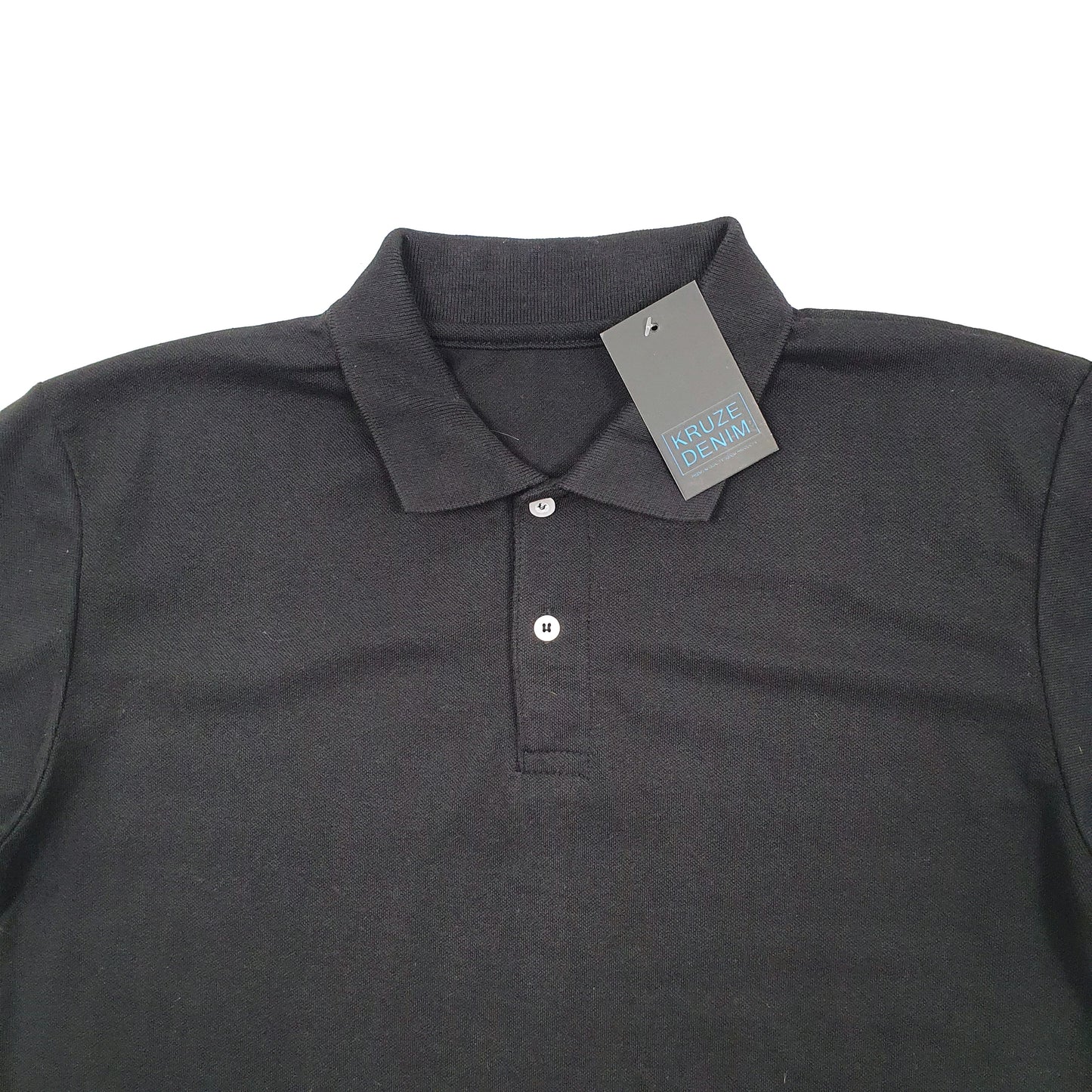 Mens Black Kruze Denim  Short Sleeve Polo Shirt