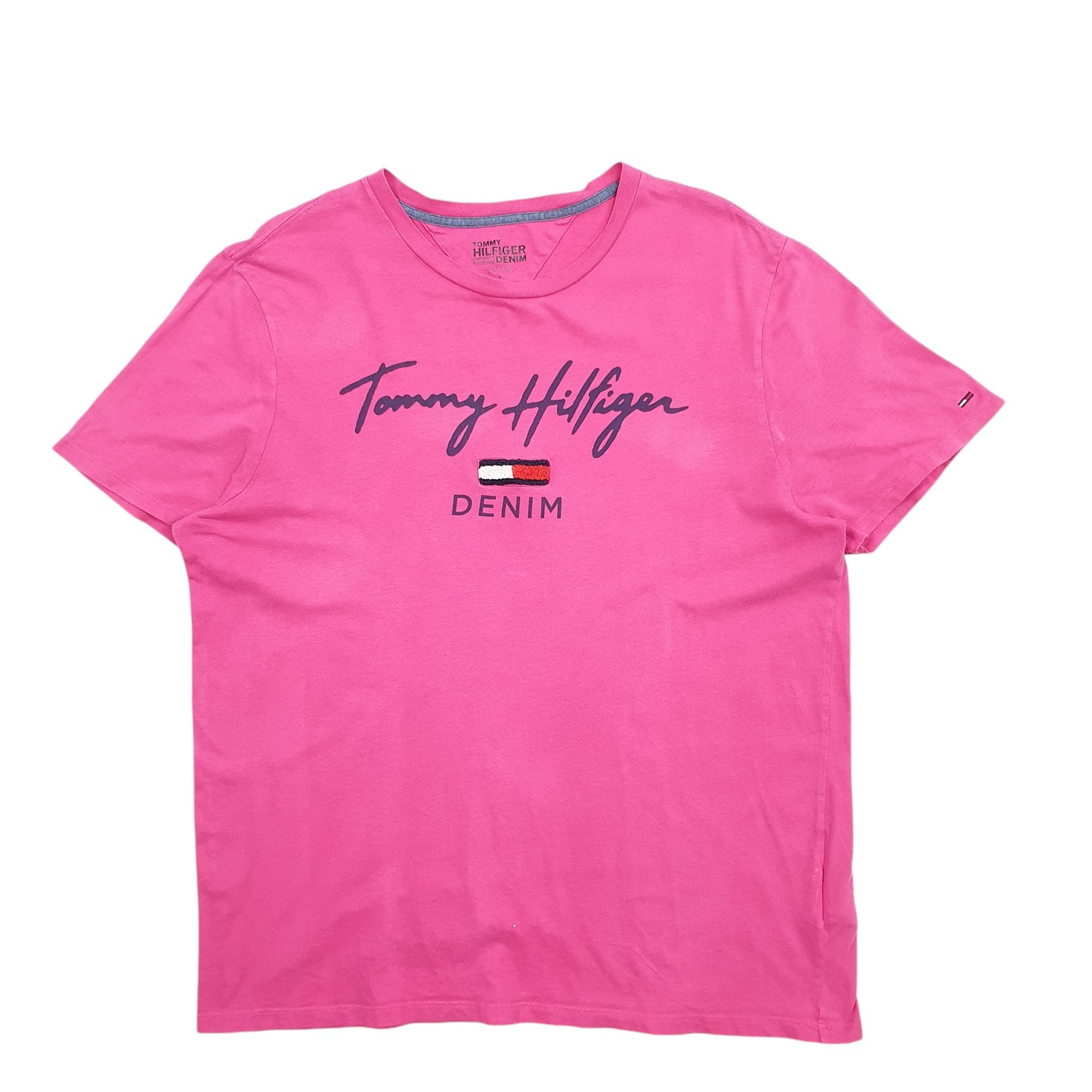 Mens Pink Tommy Hilfiger Spellout Short Sleeve T Shirt