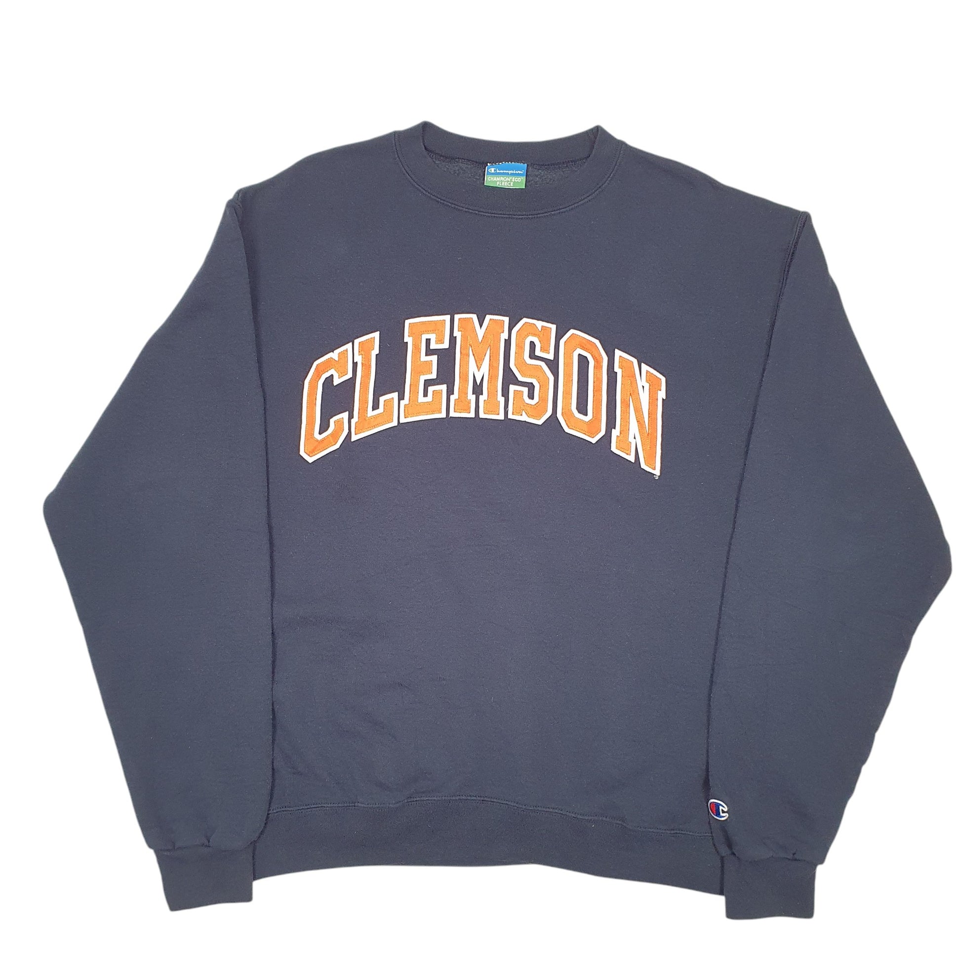 Mens Navy Champion Clemson College USA Spellout Crewneck Jumper