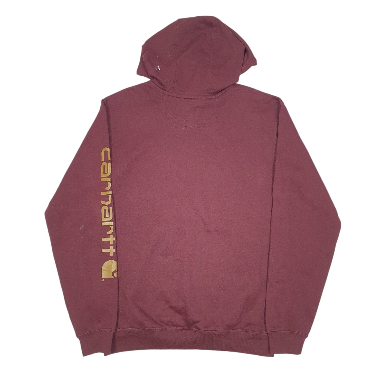 Mens Burgundy Carhartt Workwear Spellout Hoodie Jumper