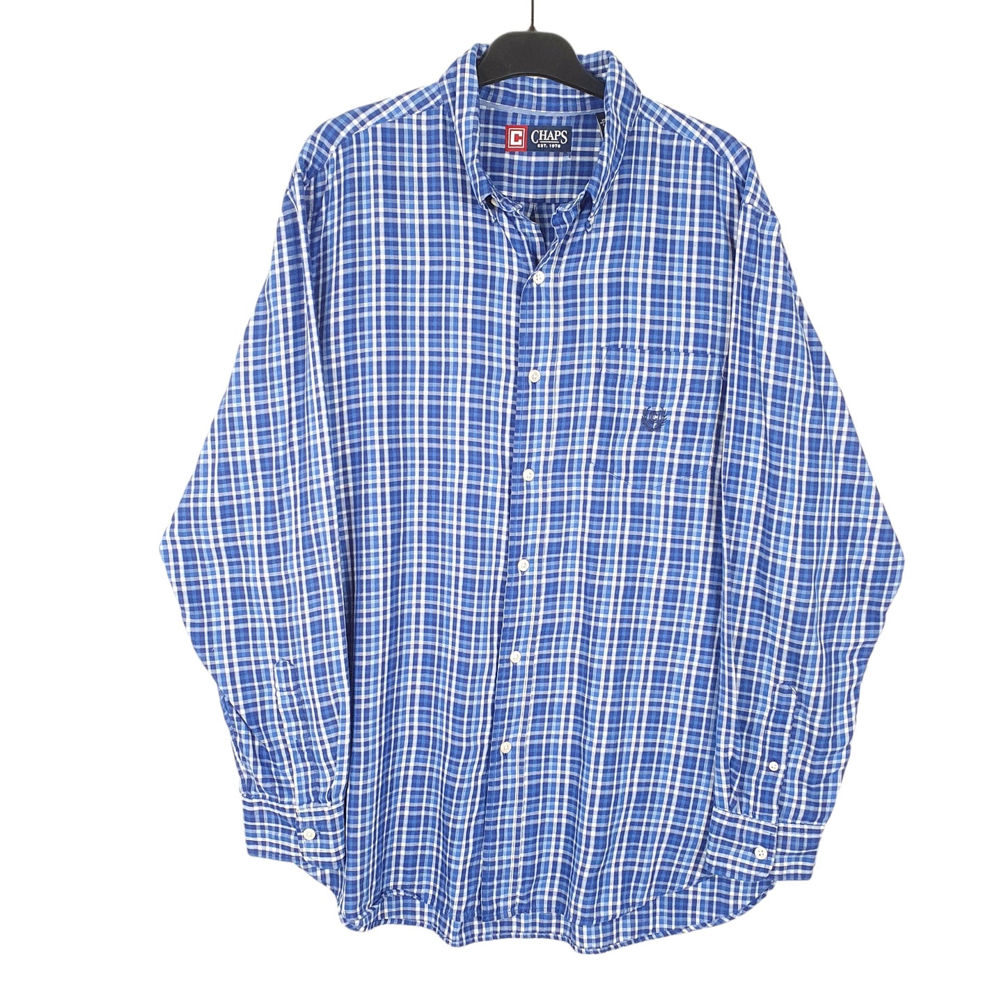 Mens Blue Chaps  Long Sleeve Shirt