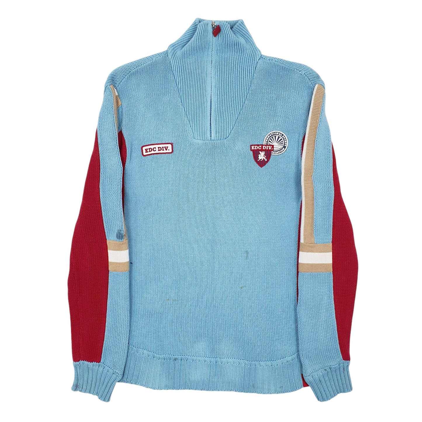 Mens Blue EDC Vintage Quarter Zip Jumper