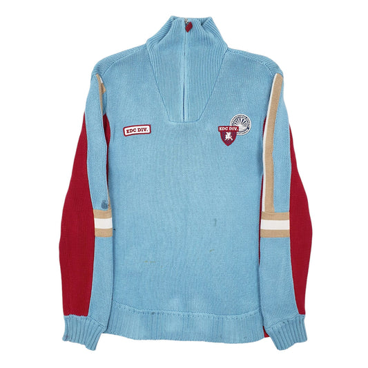 Mens Blue EDC Vintage Quarter Zip Jumper