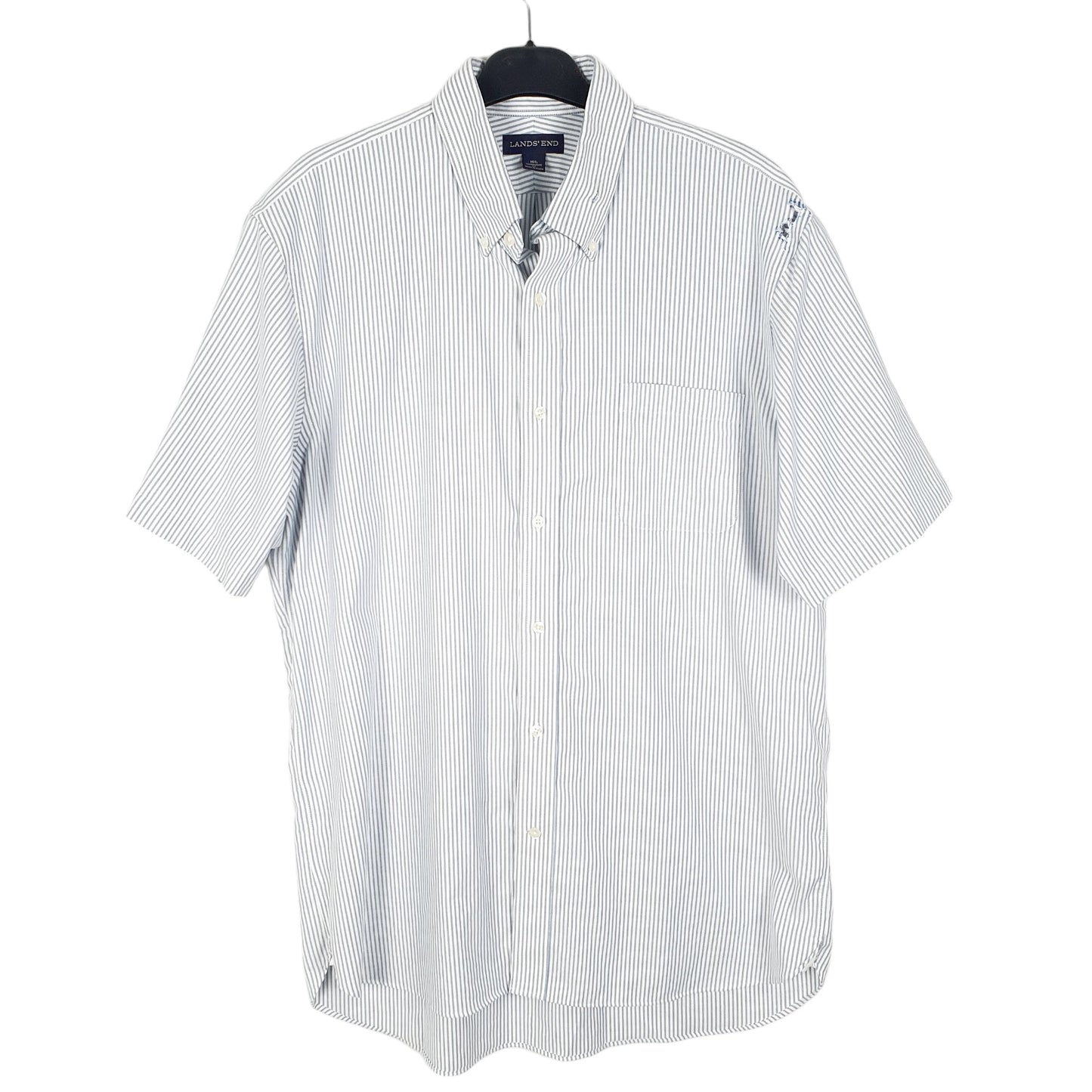 Mens White Lands End Oxford Short Sleeve Shirt
