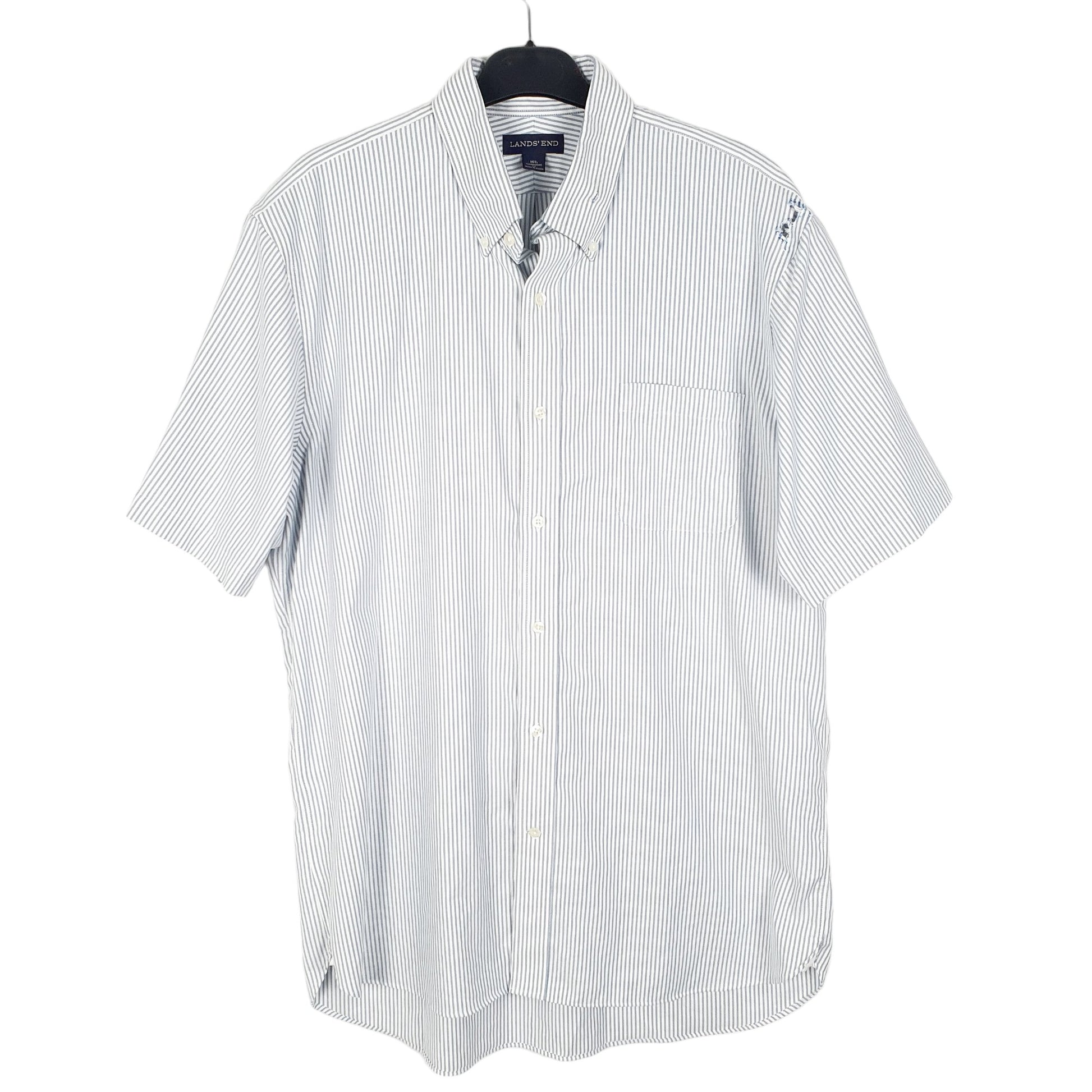 Mens White Lands End Oxford Short Sleeve Shirt