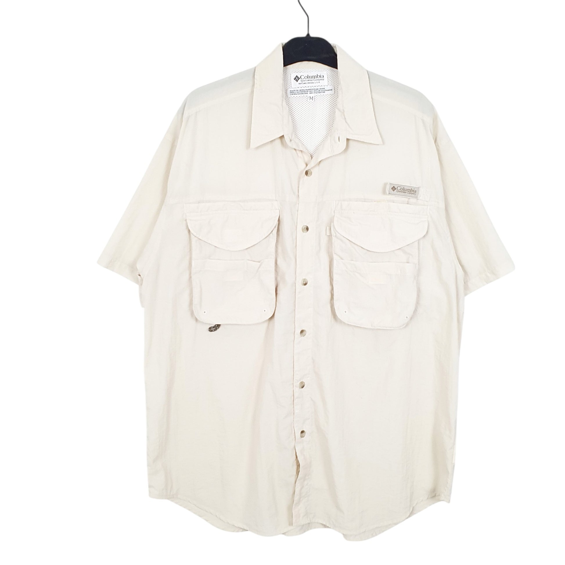 Mens Cream Columbia Sportswear PFG Performance Fishing Gear Short Sleeve Shirt