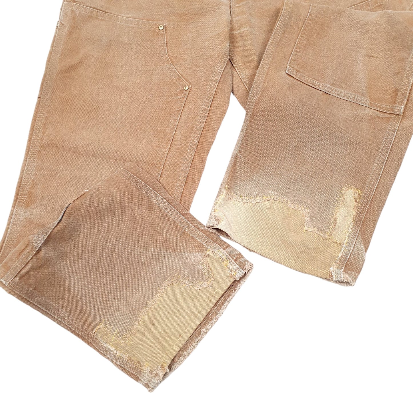 Mens Tan Carhartt Double Knee Riveted Made In USA Carpenter Trousers