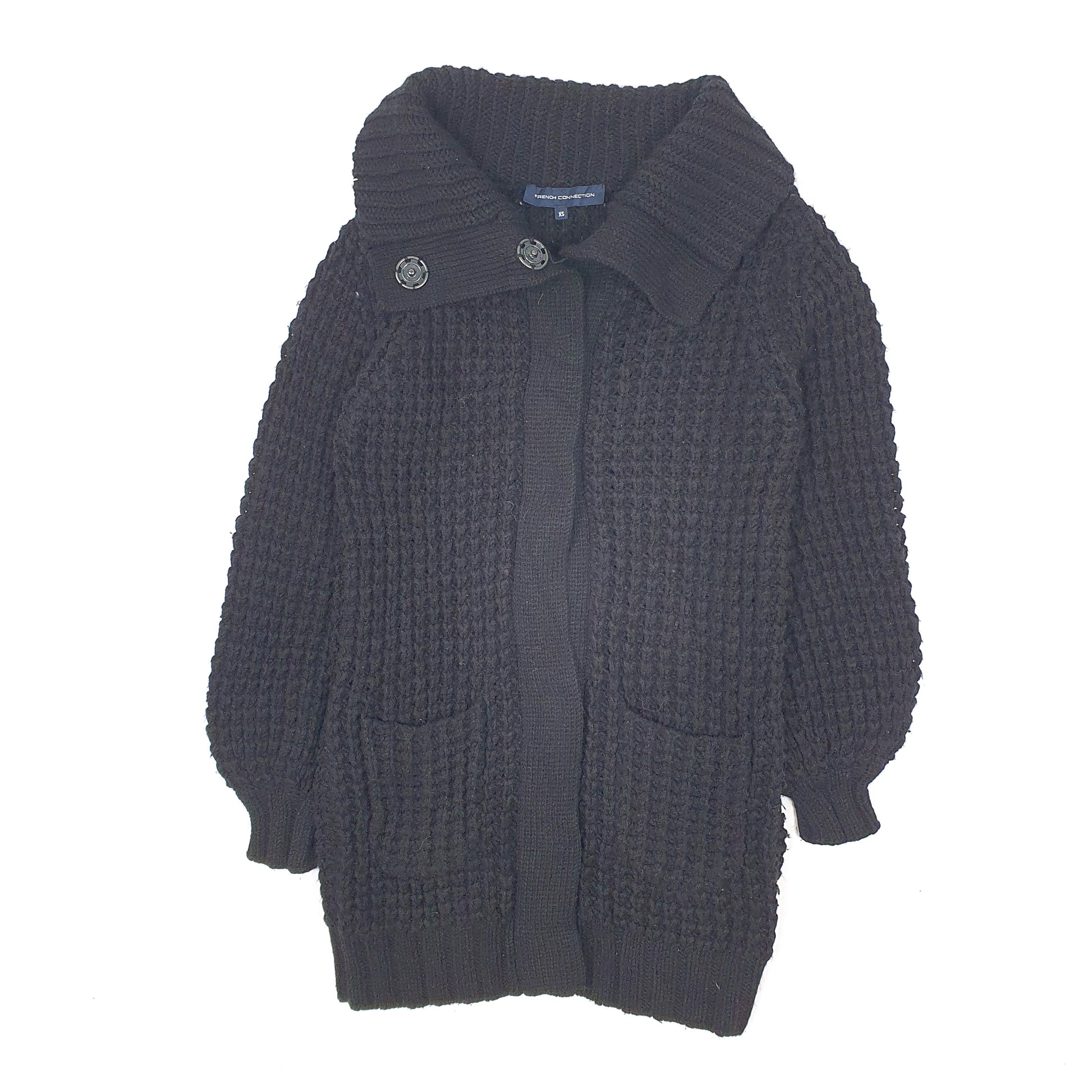 Womens Black French Connection Chunky Knit Cardigan Jumper