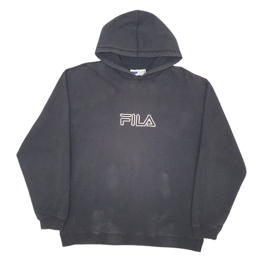 Mens Black Fila Spellout Hoodie Jumper