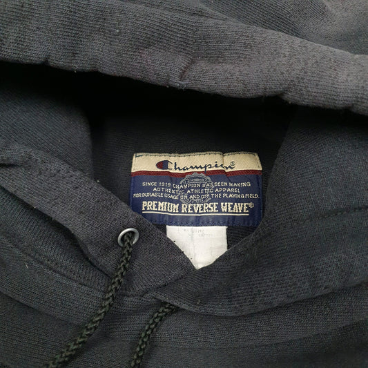 Mens Black Champion Vintage 2000s Y2K Cattle Co Reverse Weave Hoodie Jumper