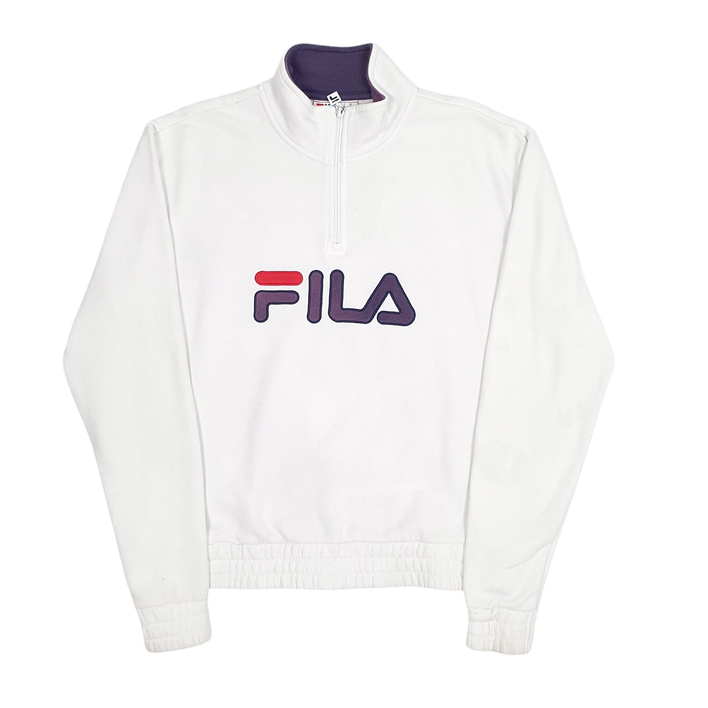 Mens White Fila  Quarter Zip Jumper