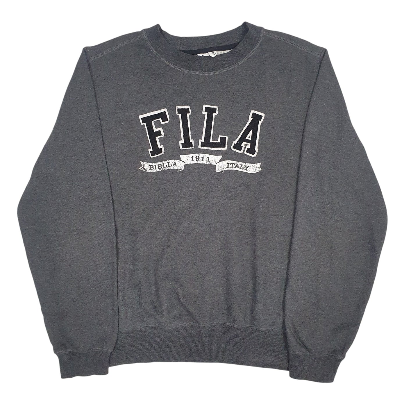 Mens Grey Fila Spellout Crewneck Jumper