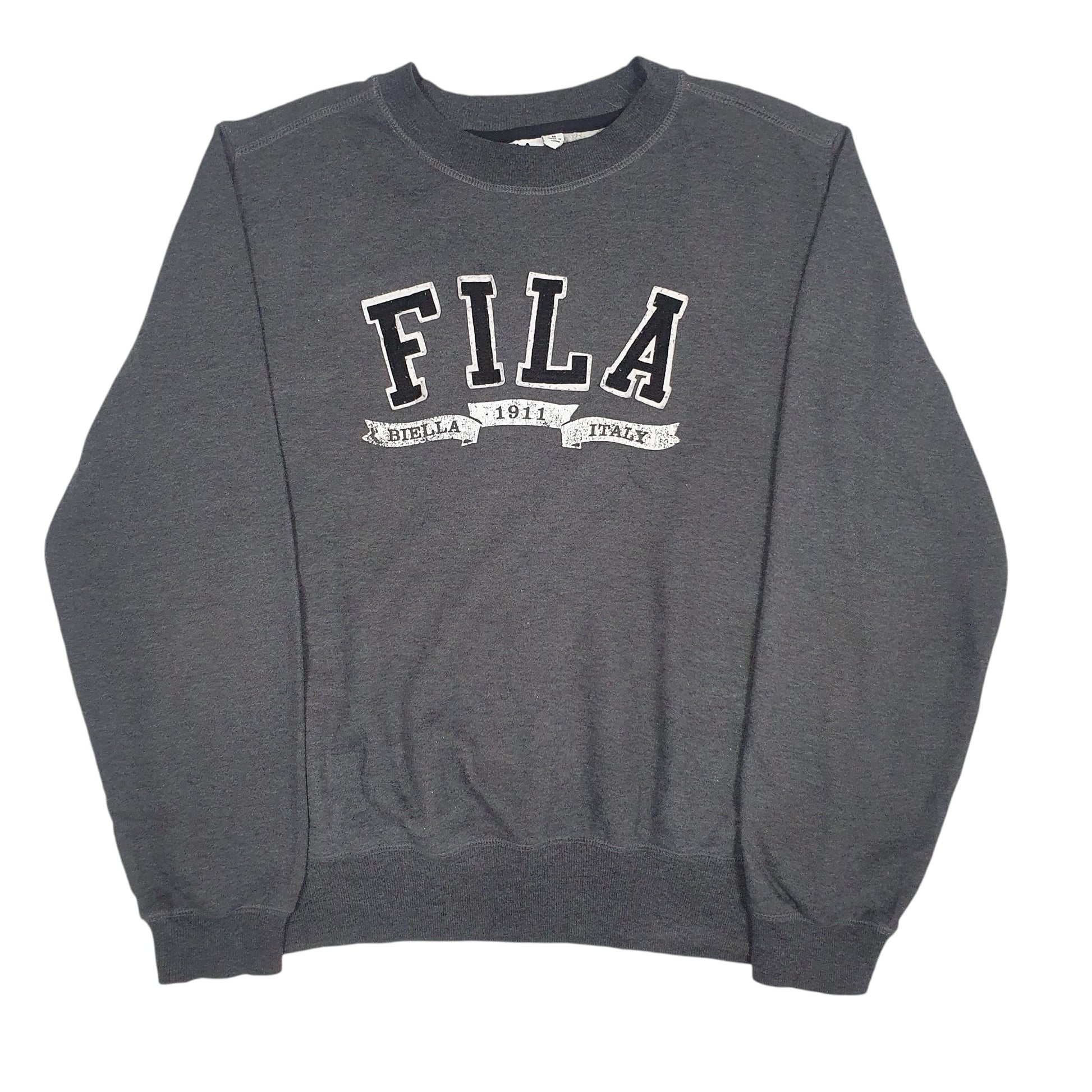 Mens Grey Fila Spellout Crewneck Jumper