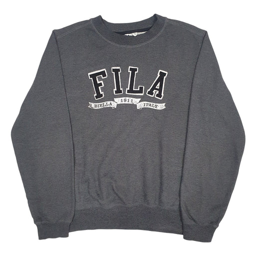 Mens Grey Fila Spellout Crewneck Jumper