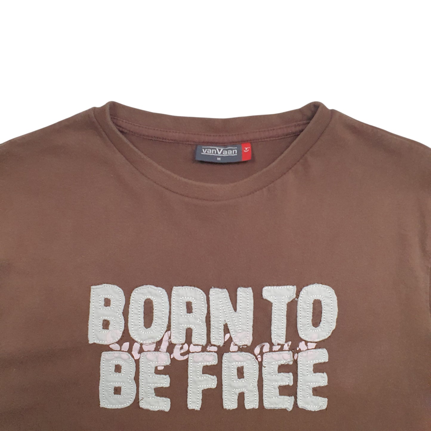 Mens Brown VanVaan Born To Be Free Spellout Short Sleeve T Shirt