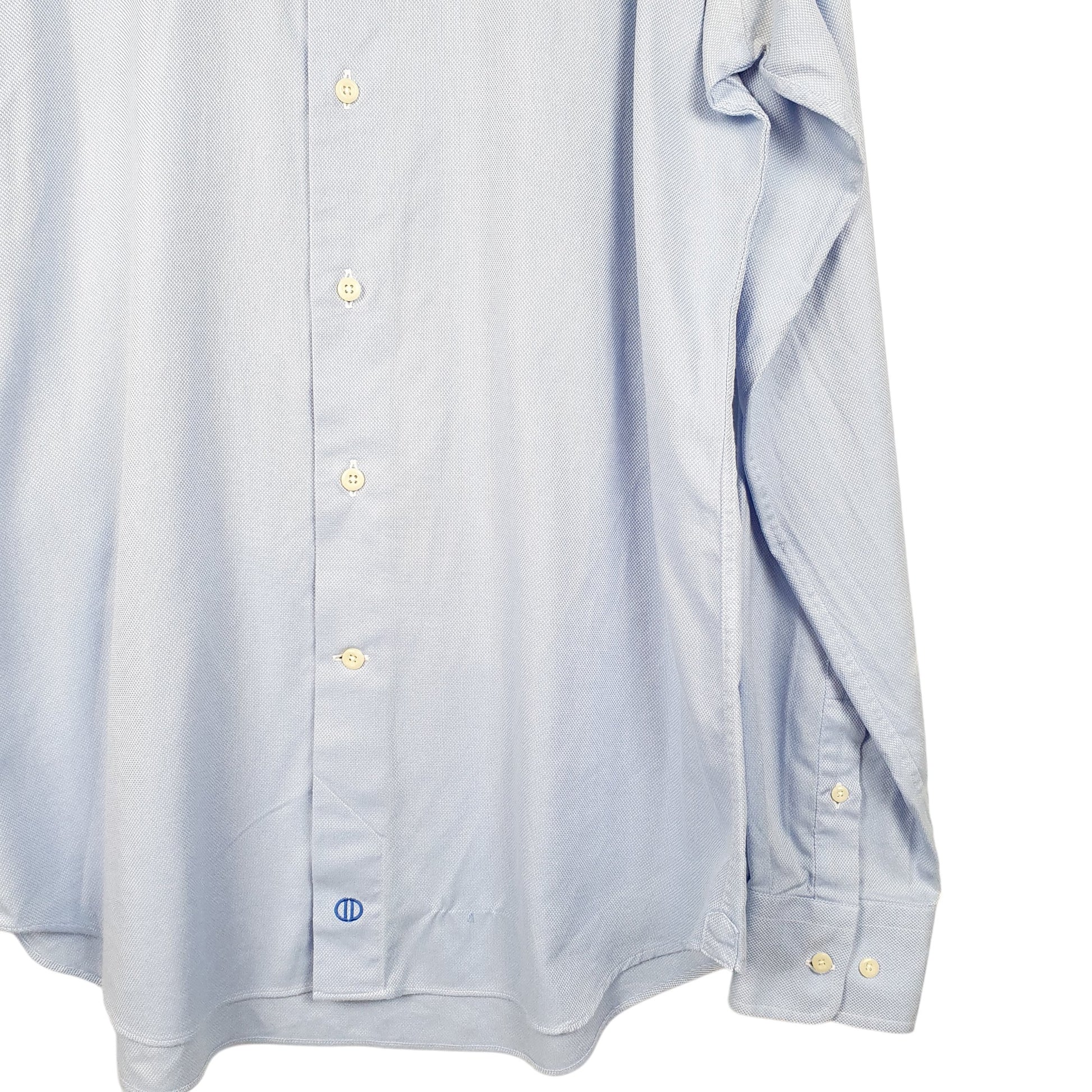 Mens Blue David Donohue Trim Long Sleeve Shirt