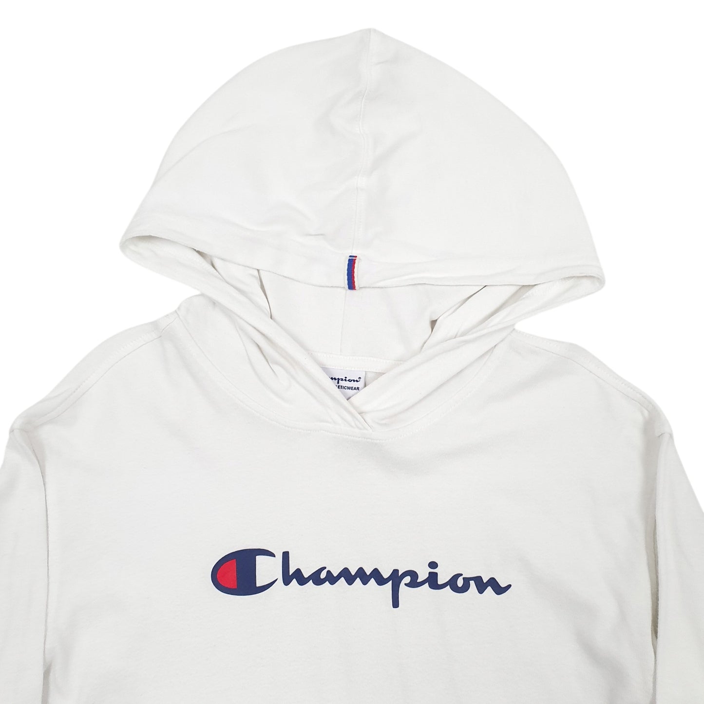 Womens White Champion Spellout Hoodie Jumper