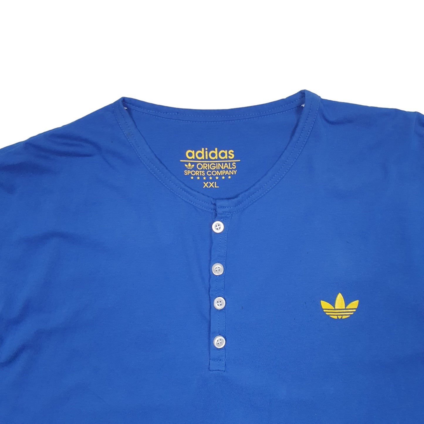 Mens Blue Adidas Button up Short Sleeve T Shirt