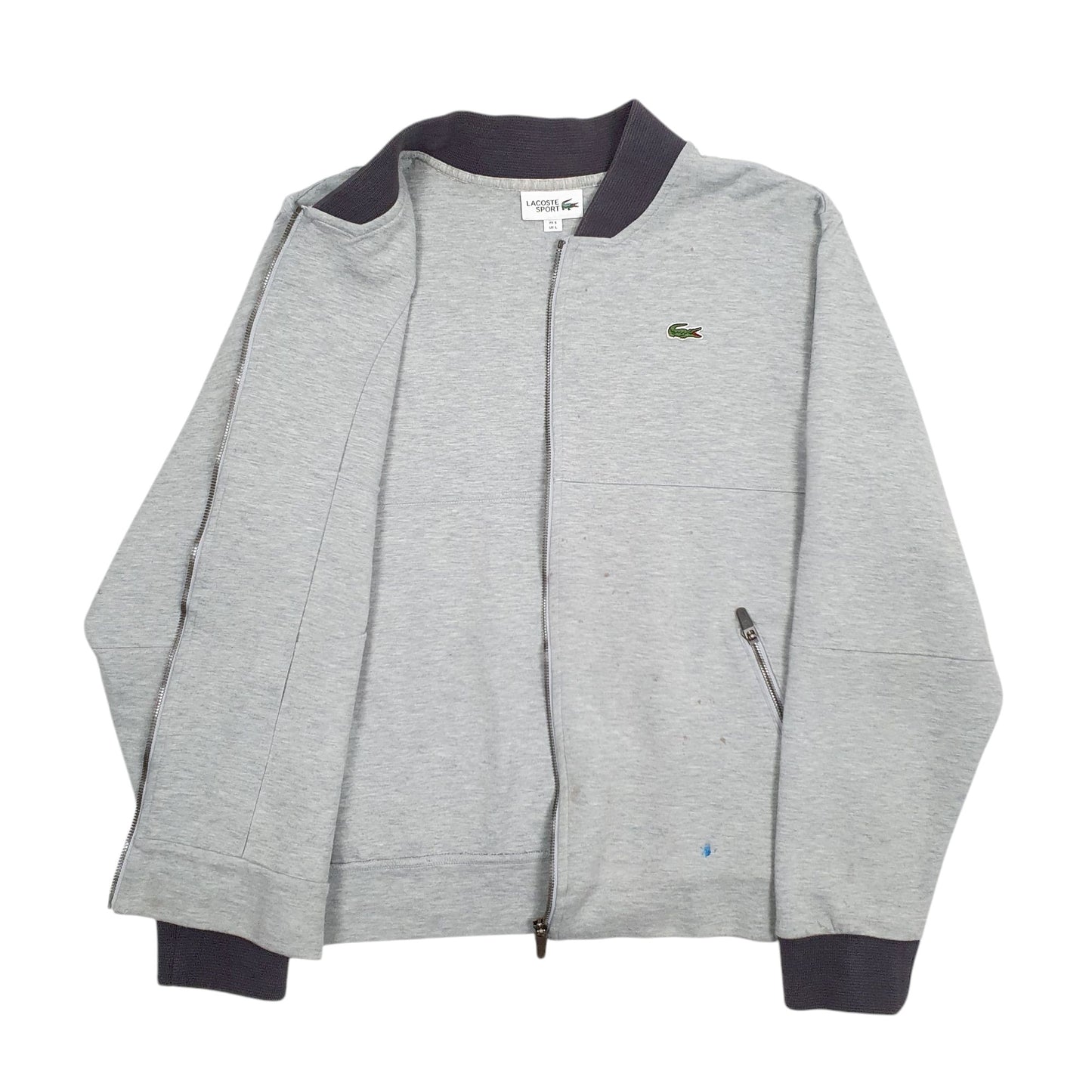 Mens Grey Lacoste Sport Full Zip Jumper