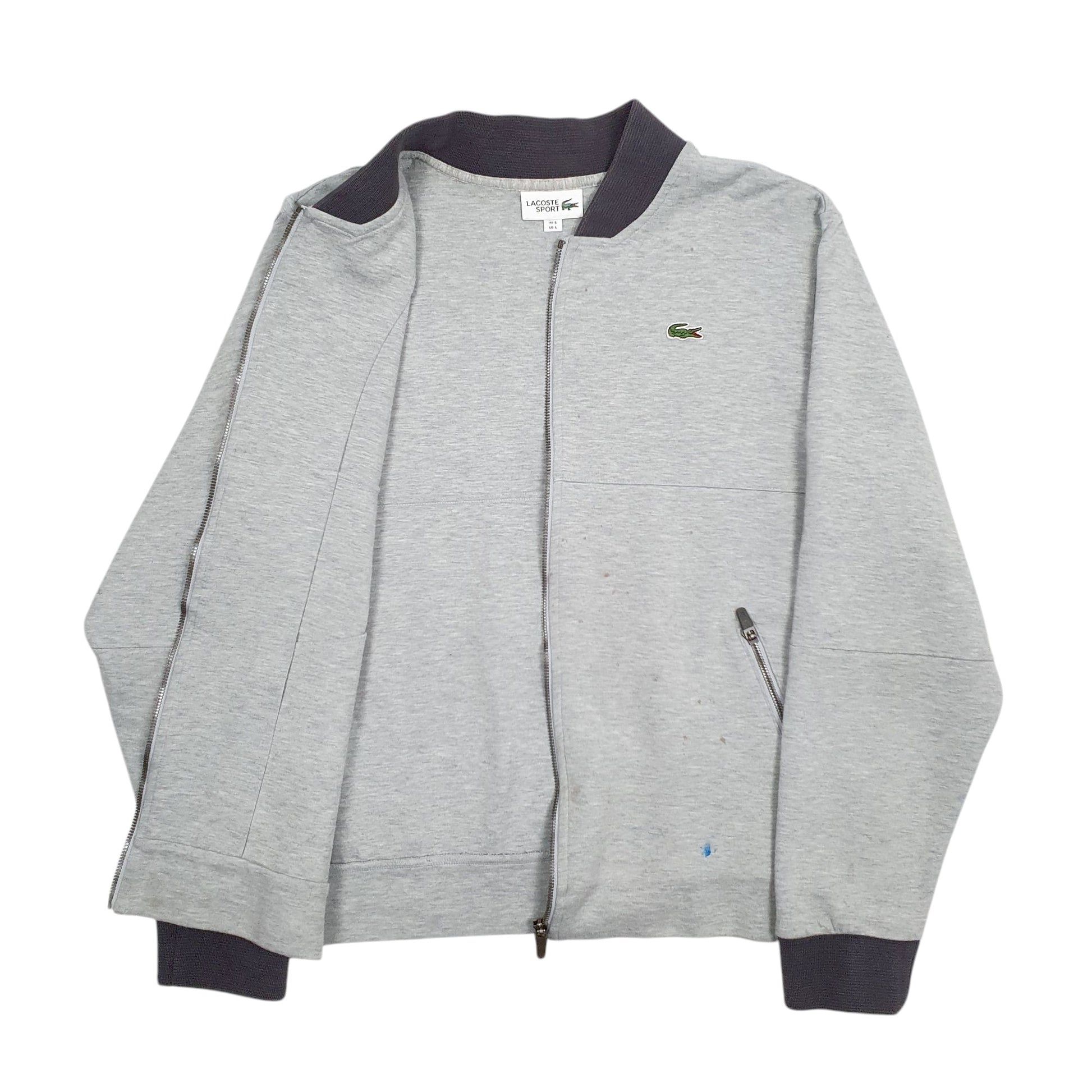 Mens Grey Lacoste Sport Full Zip Jumper