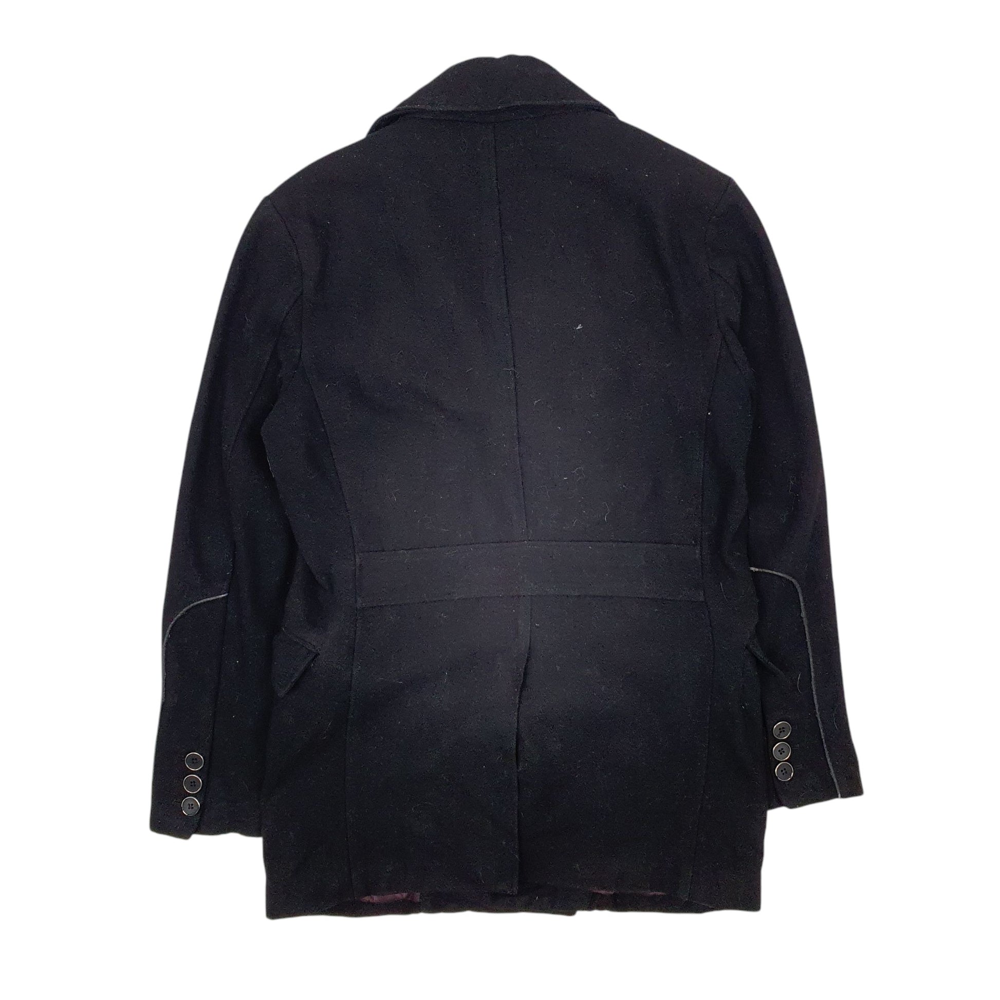 Mens Black Devred  Crewneck Coat