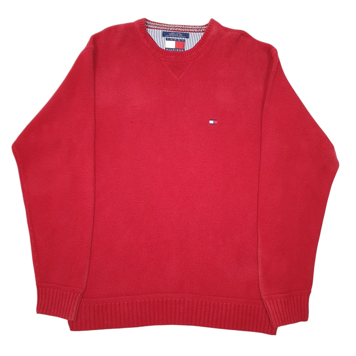 Mens Red Tommy Hilfiger Vintage Knit Crewneck Jumper